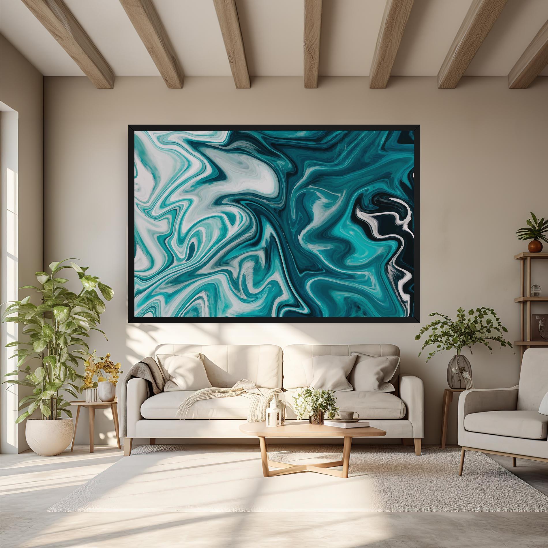 Tablou Canvas White Blue Liquid Marble mockup 6