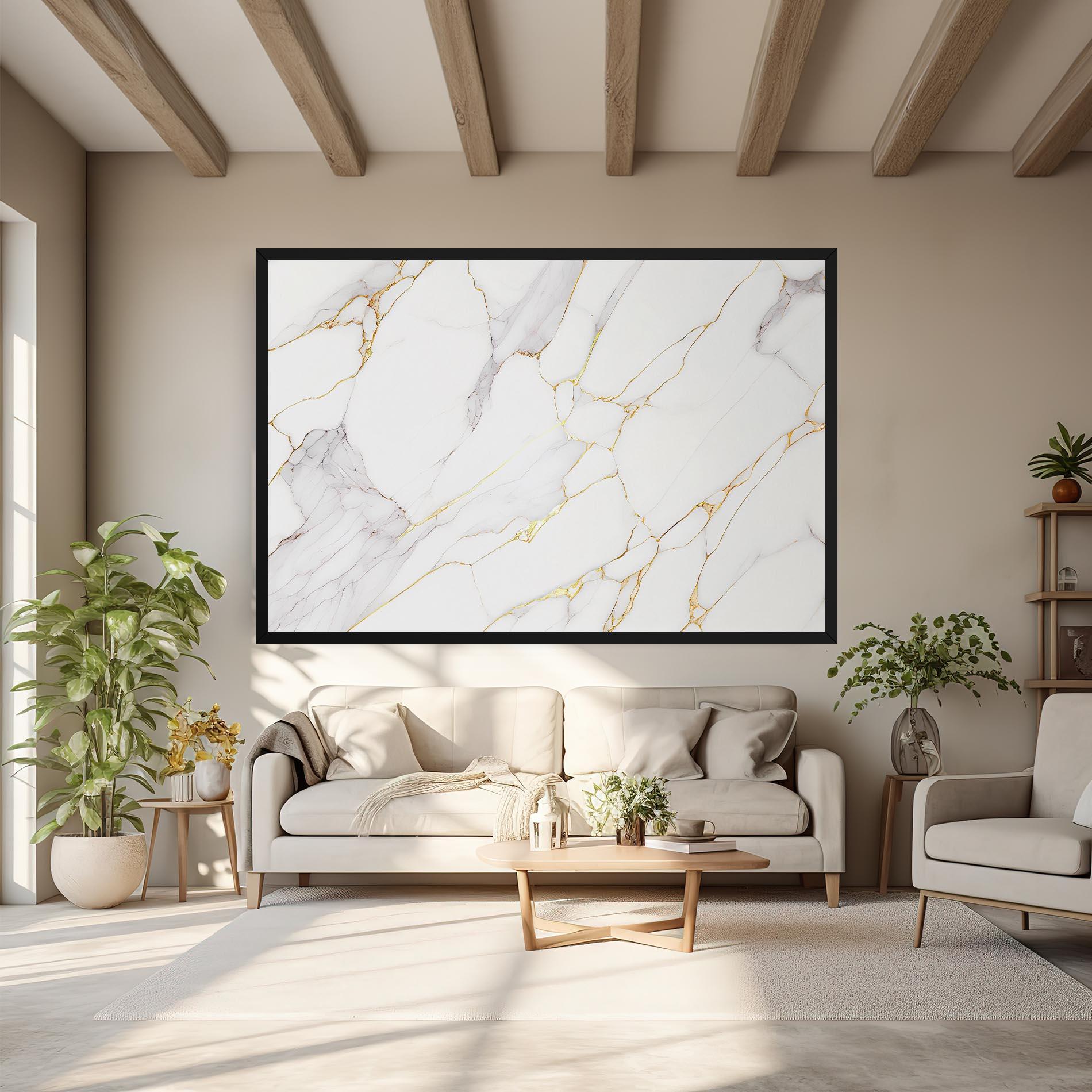 Tablou Canvas White Grey Golden Lines mockup 6