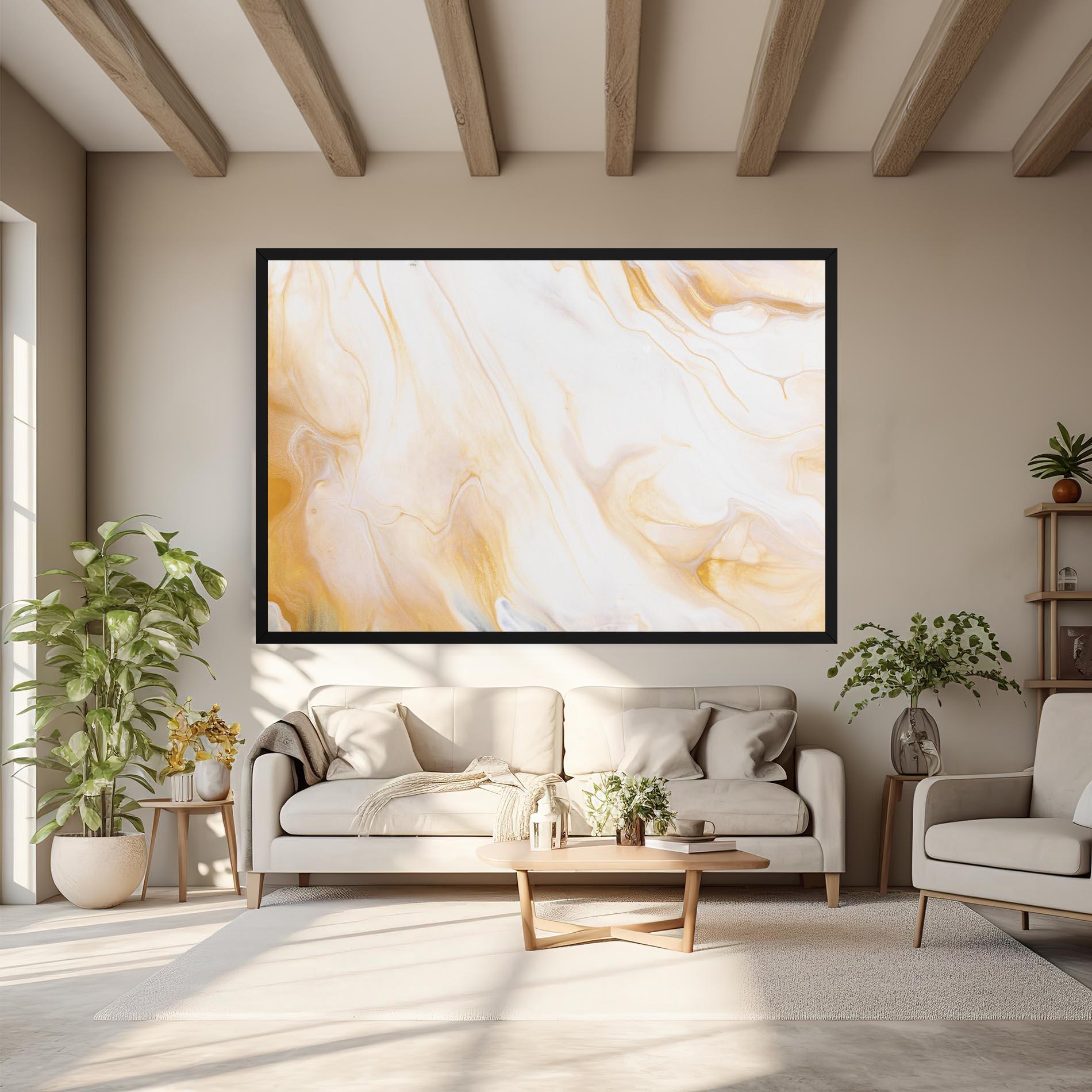 Tablou Canvas White Yellow Marble mockup 6