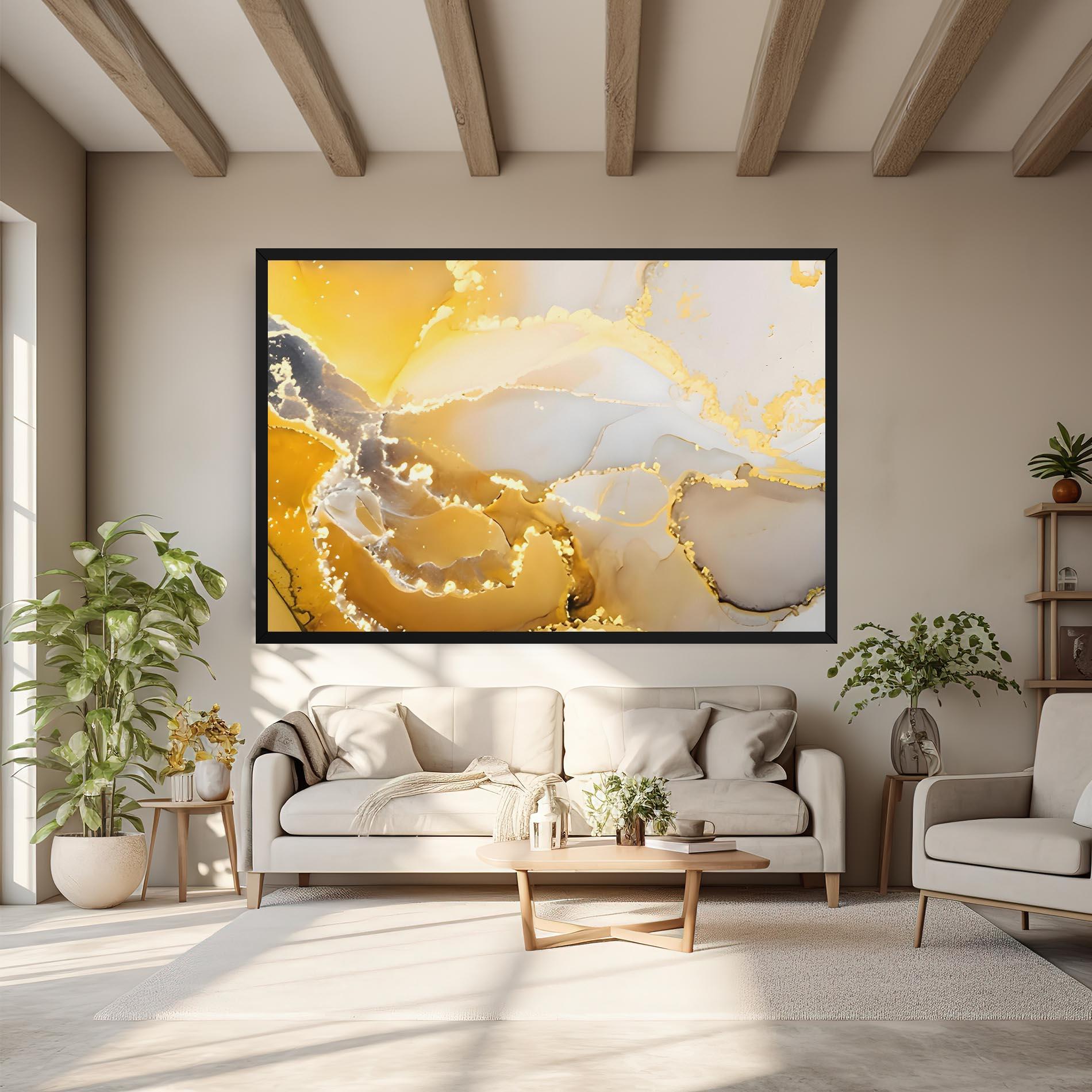 Tablou Canvas Yellow Grey Marble mockup 6