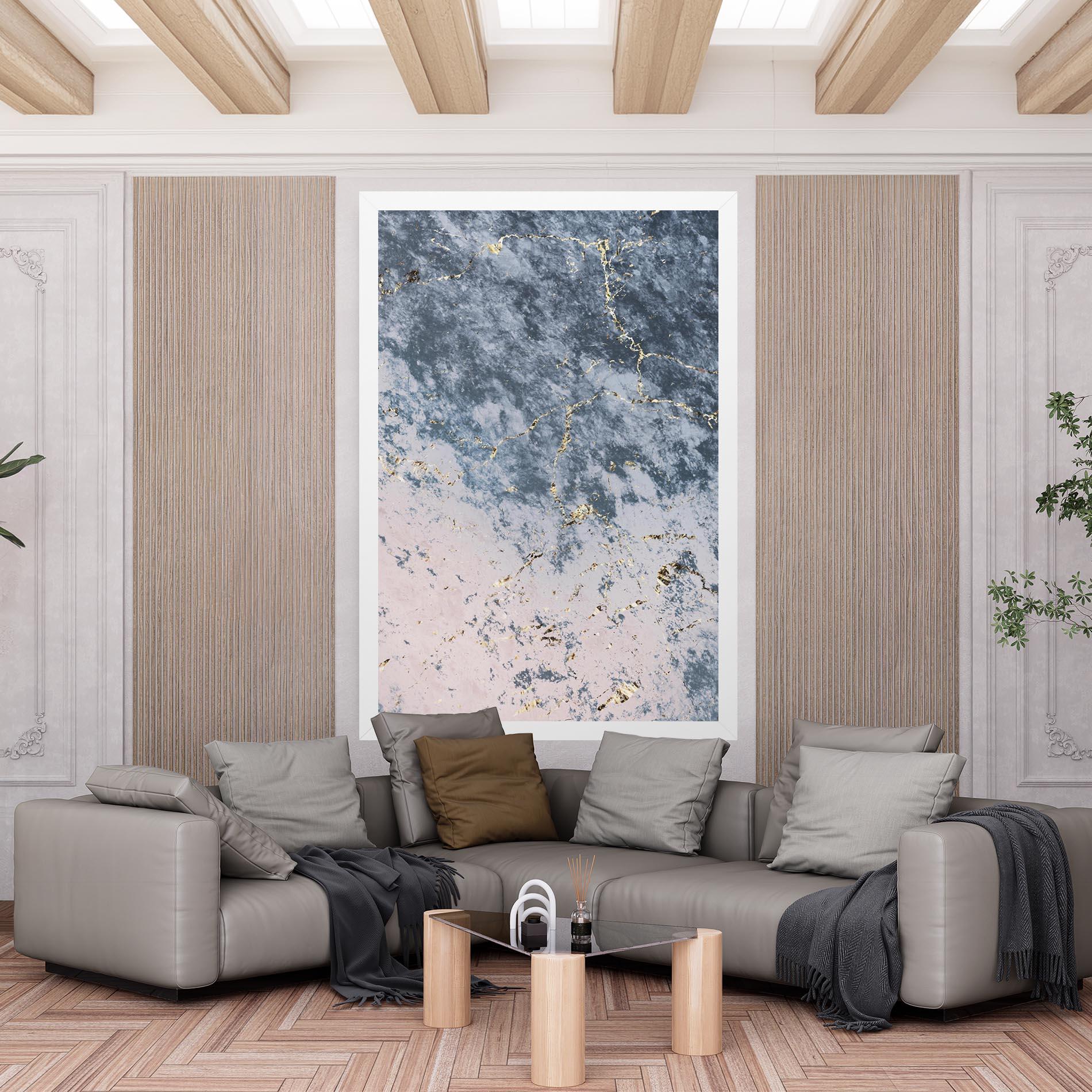 Tablou Canvas Blue Golden Lines mockup 6