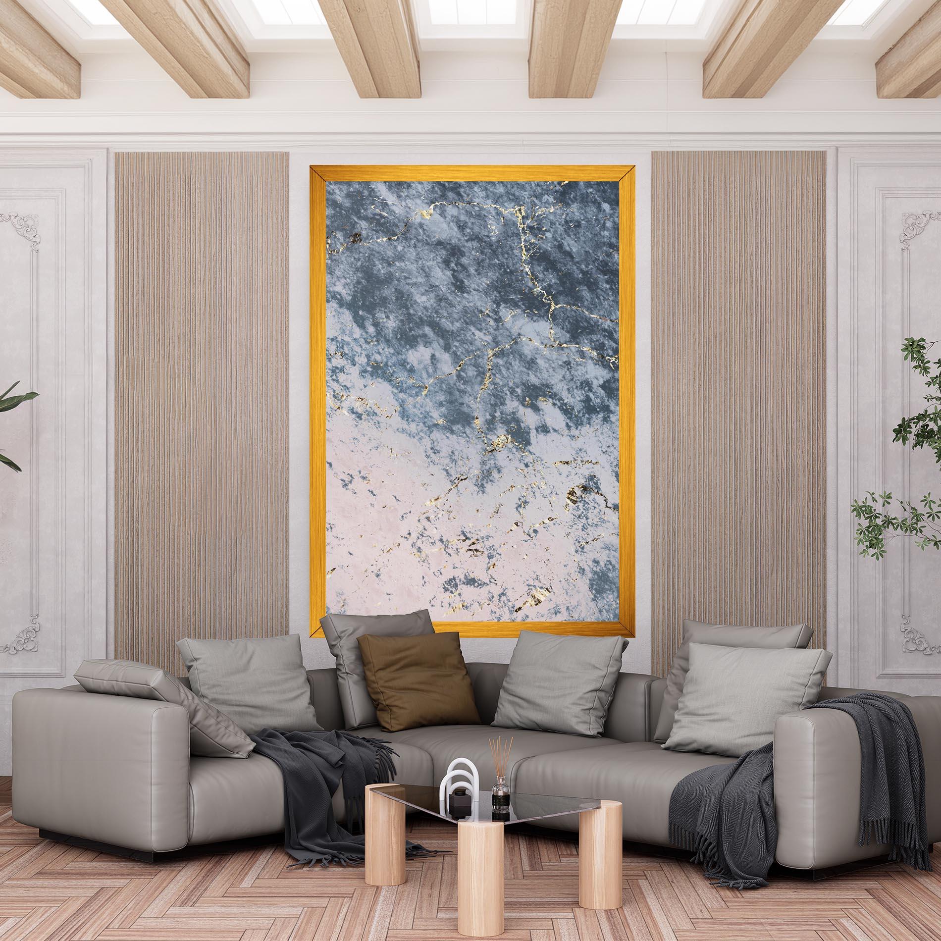 Tablou Canvas Blue Golden Lines mockup 6