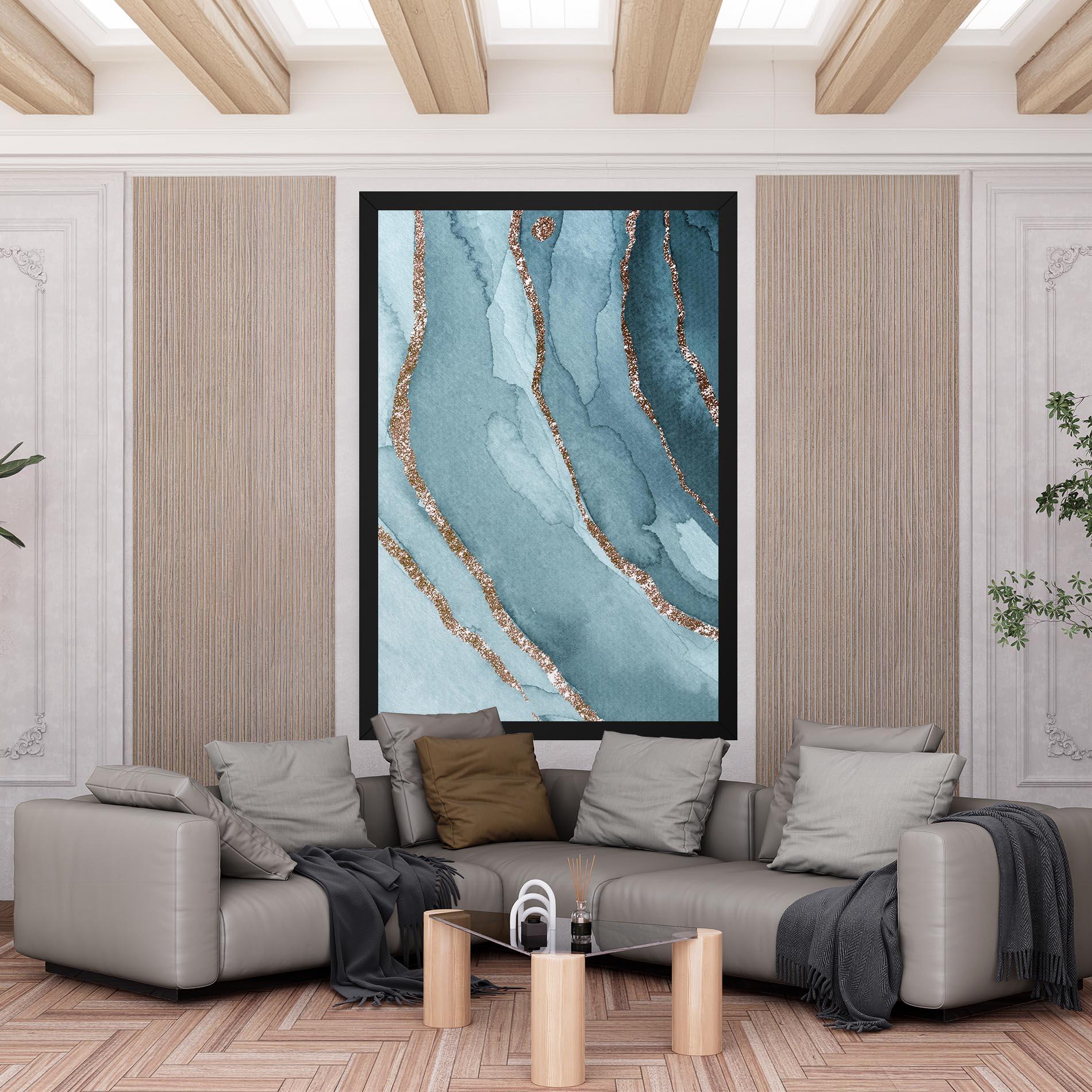 Tablou Canvas Blue Golden Glitter mockup 6