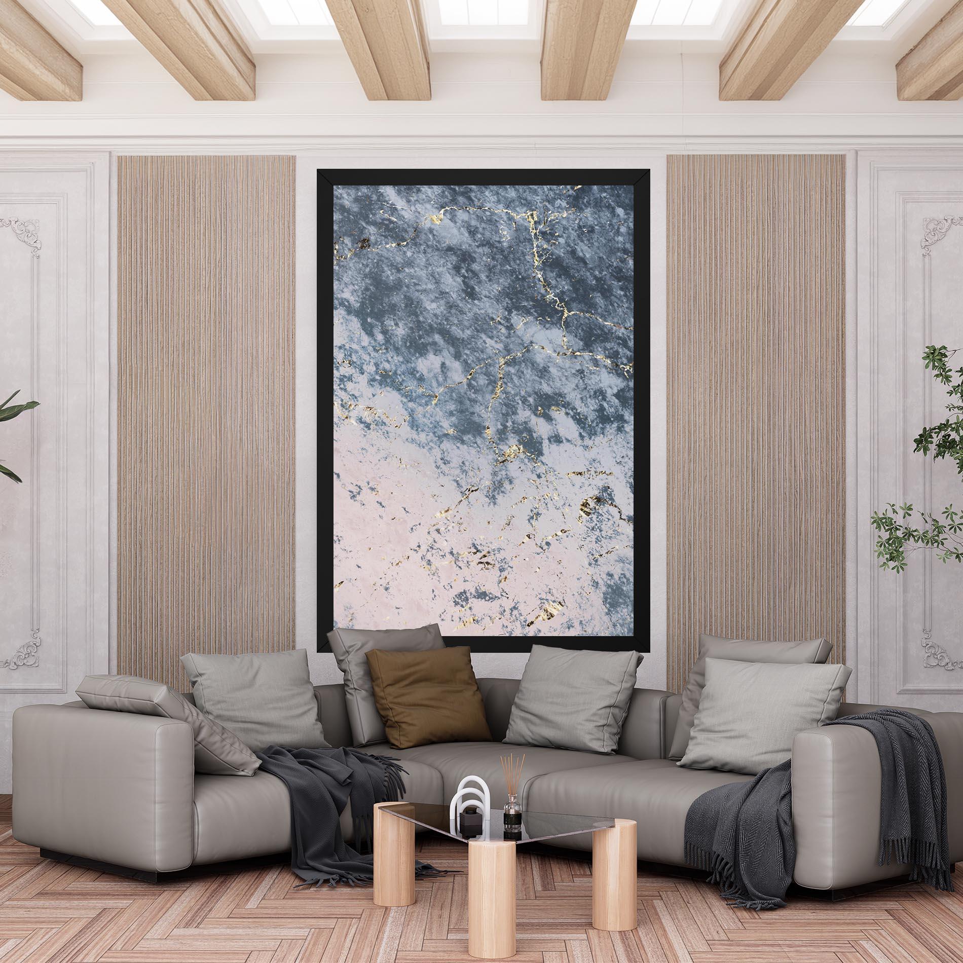 Tablou Canvas Blue Golden Lines mockup 6