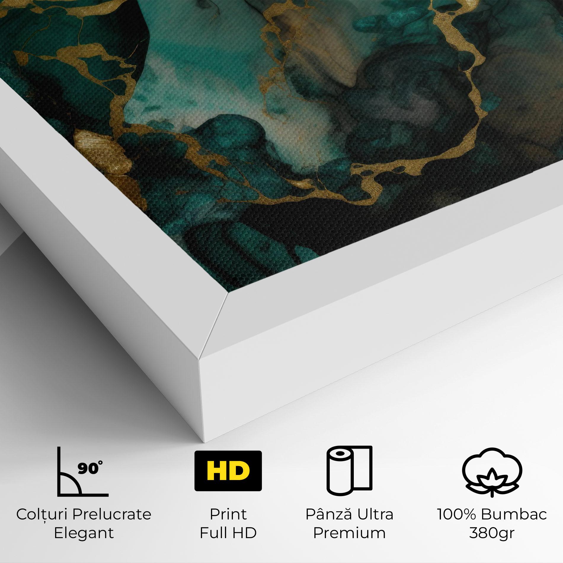 Tablou Canvas Dark Green Golden Marble mockup 4