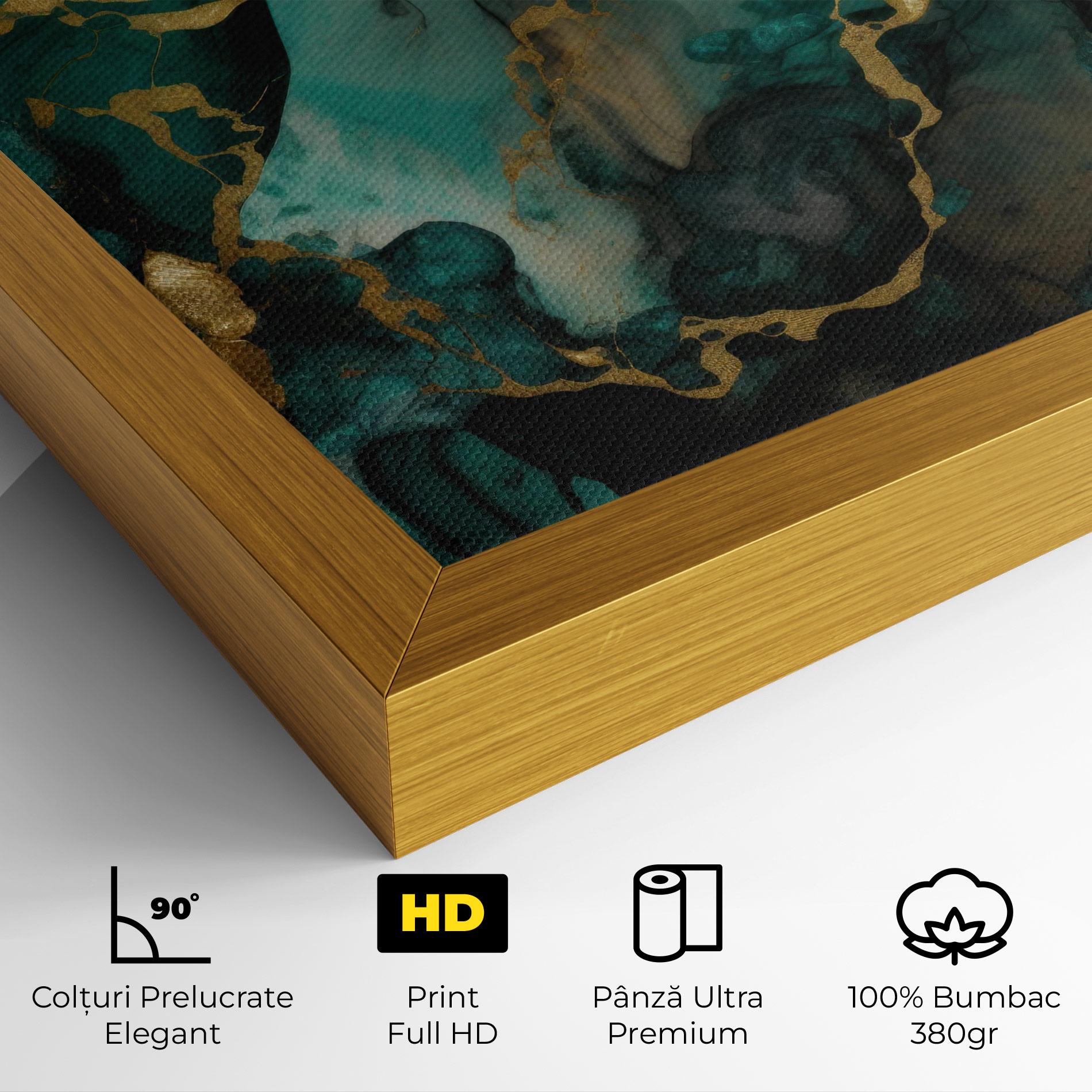 Tablou Canvas Dark Green Golden Marble mockup 4