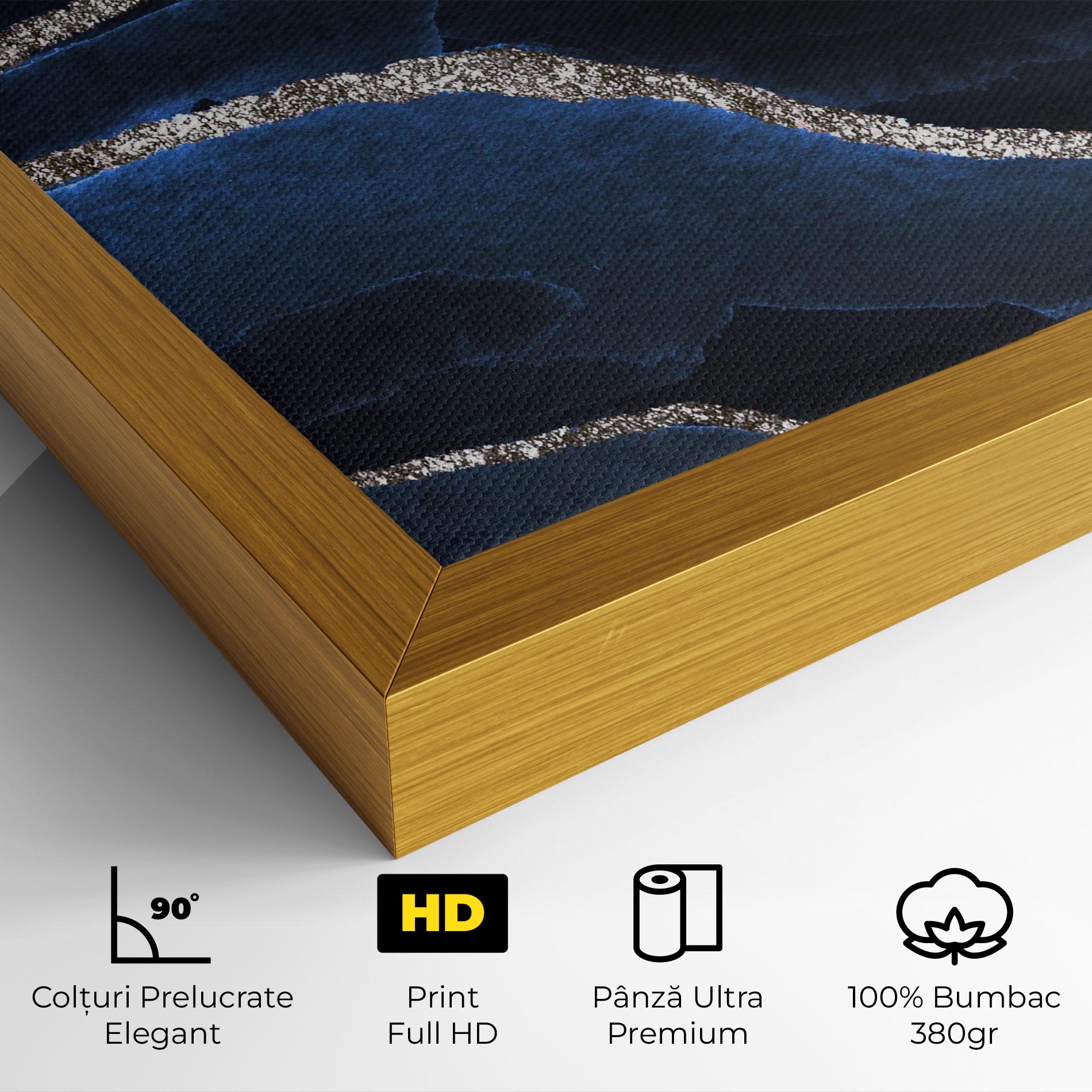 Tablou Canvas Golden Lines With Blue mockup 4