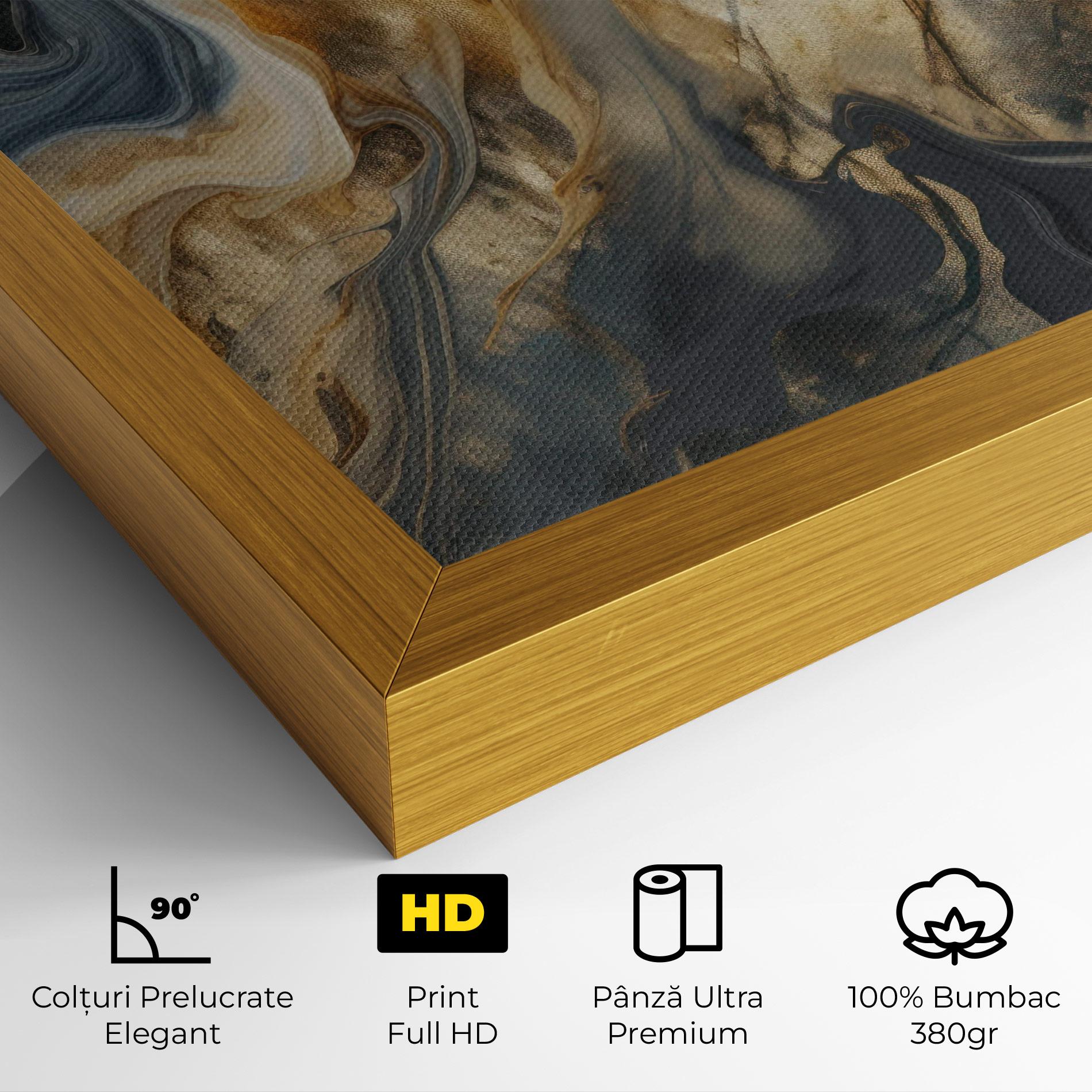 Tablou Canvas Grey Gold Liquid Marble mockup 4