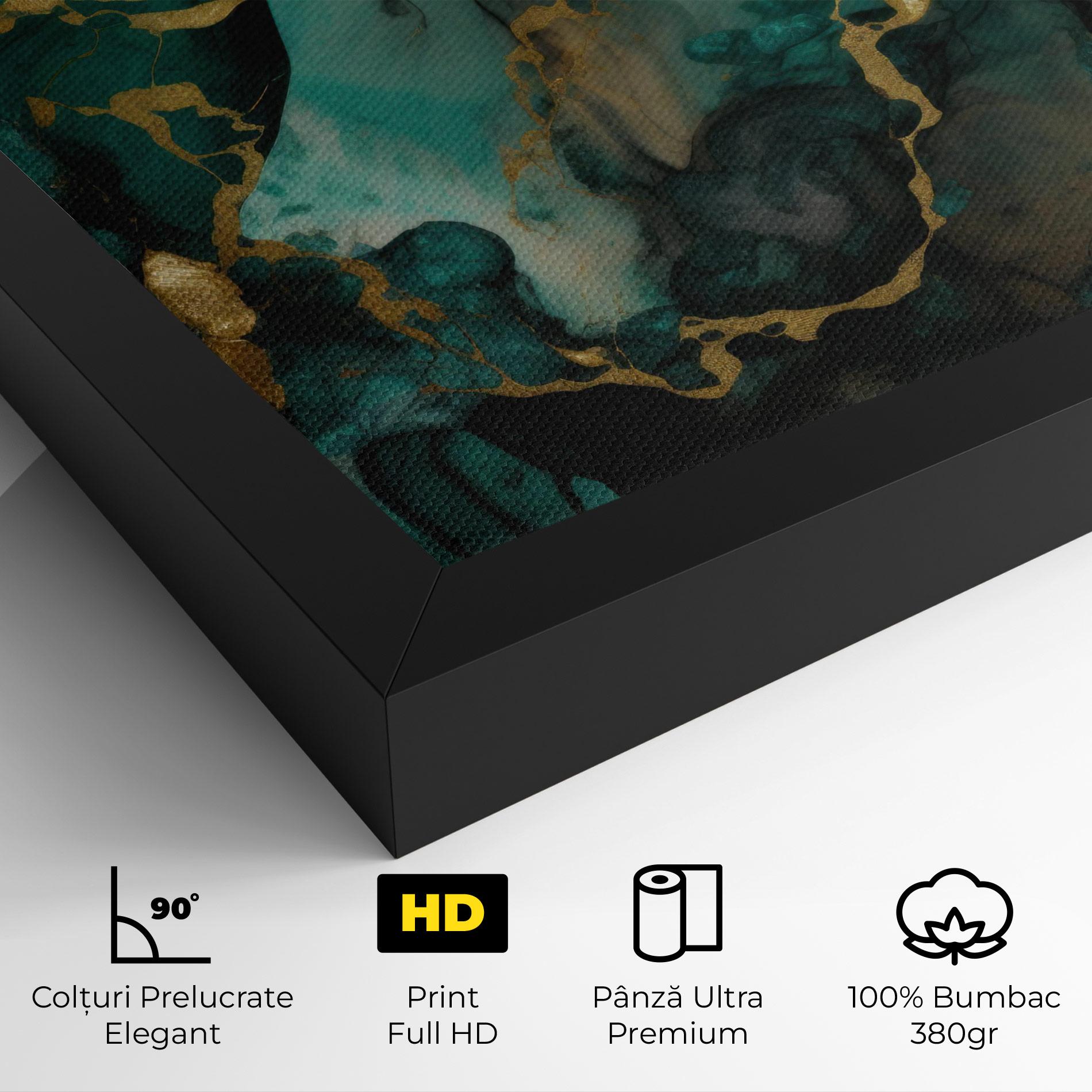 Tablou Canvas Dark Green Golden Marble mockup 4