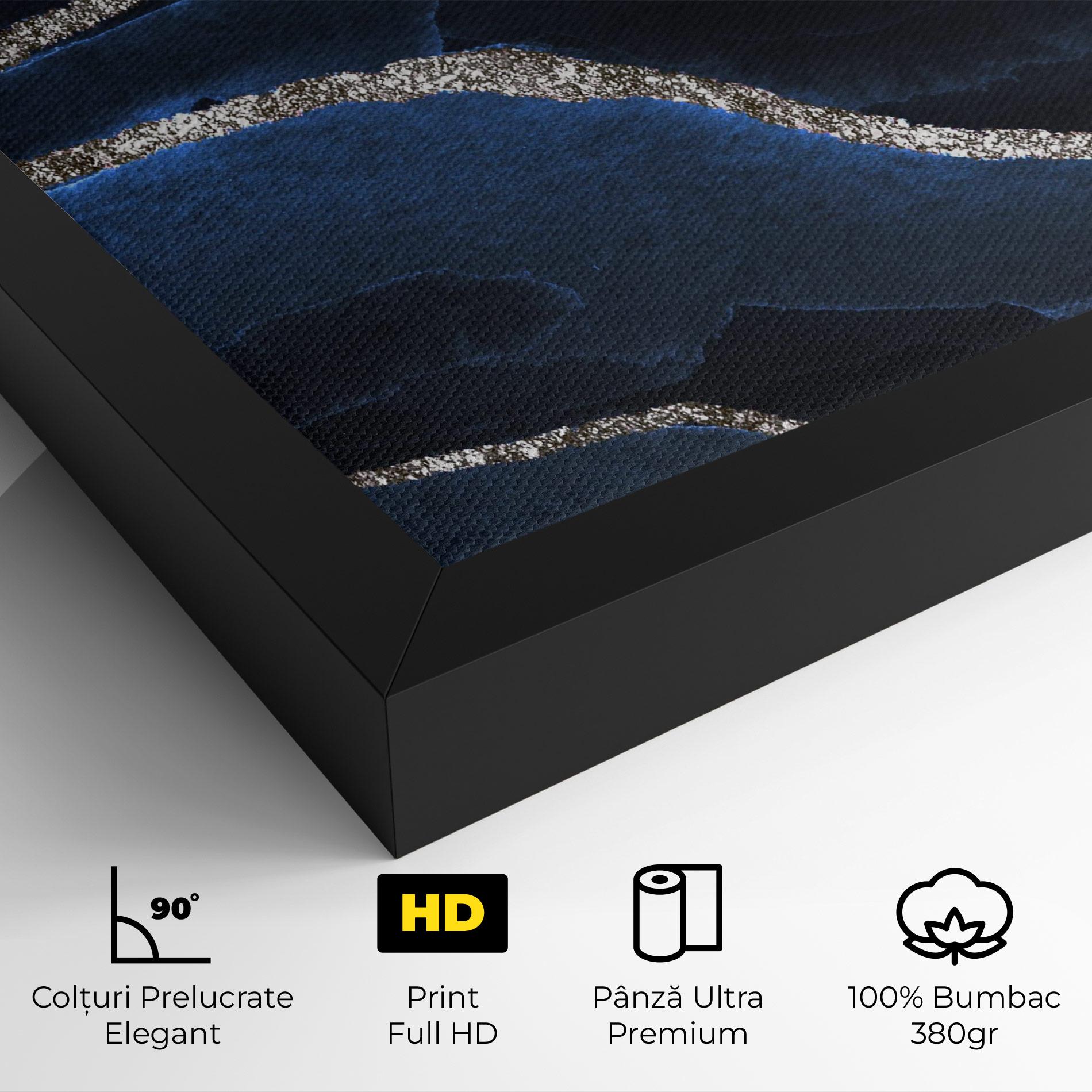 Tablou Canvas Golden Lines With Blue mockup 4