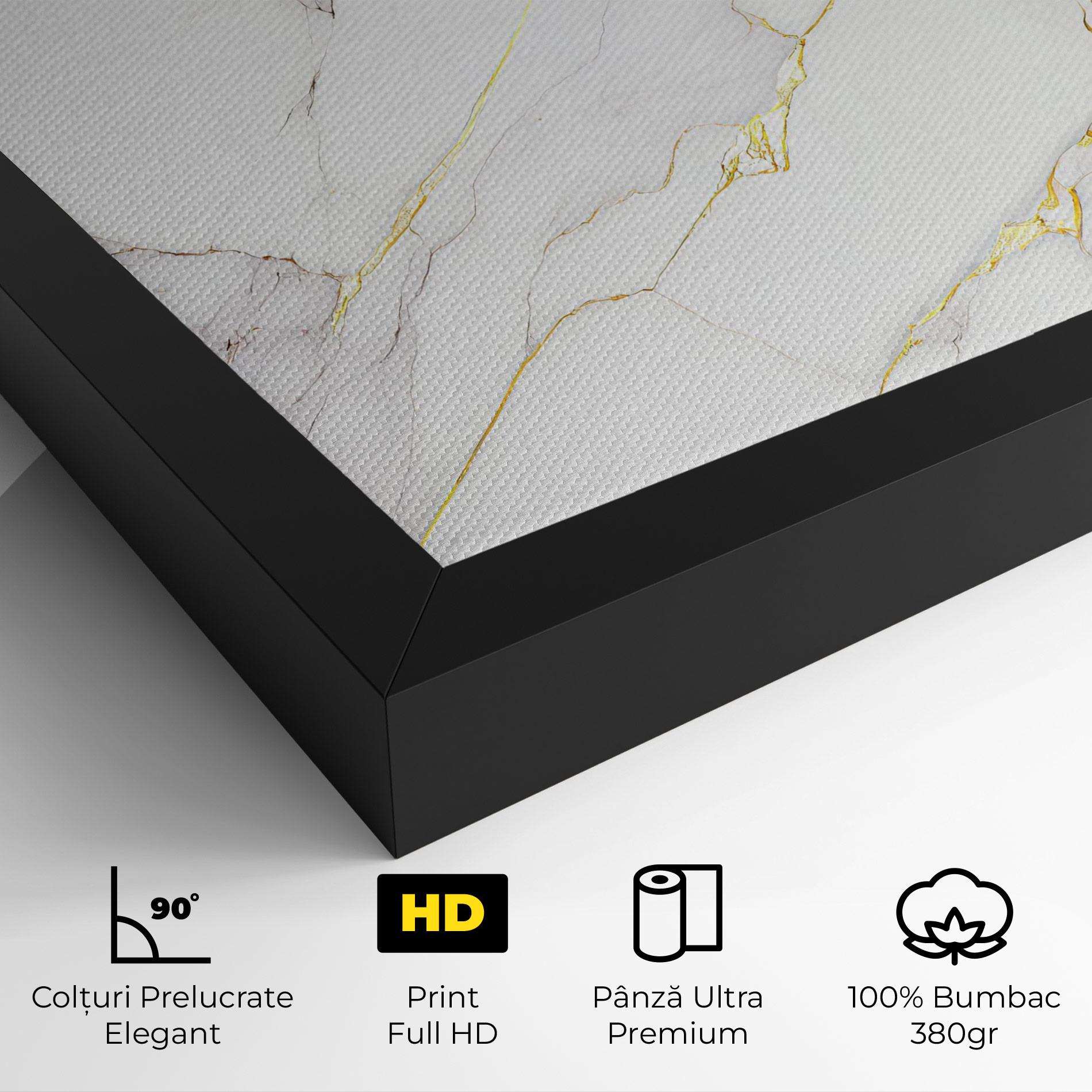 Tablou Canvas White Grey Golden Lines mockup 4