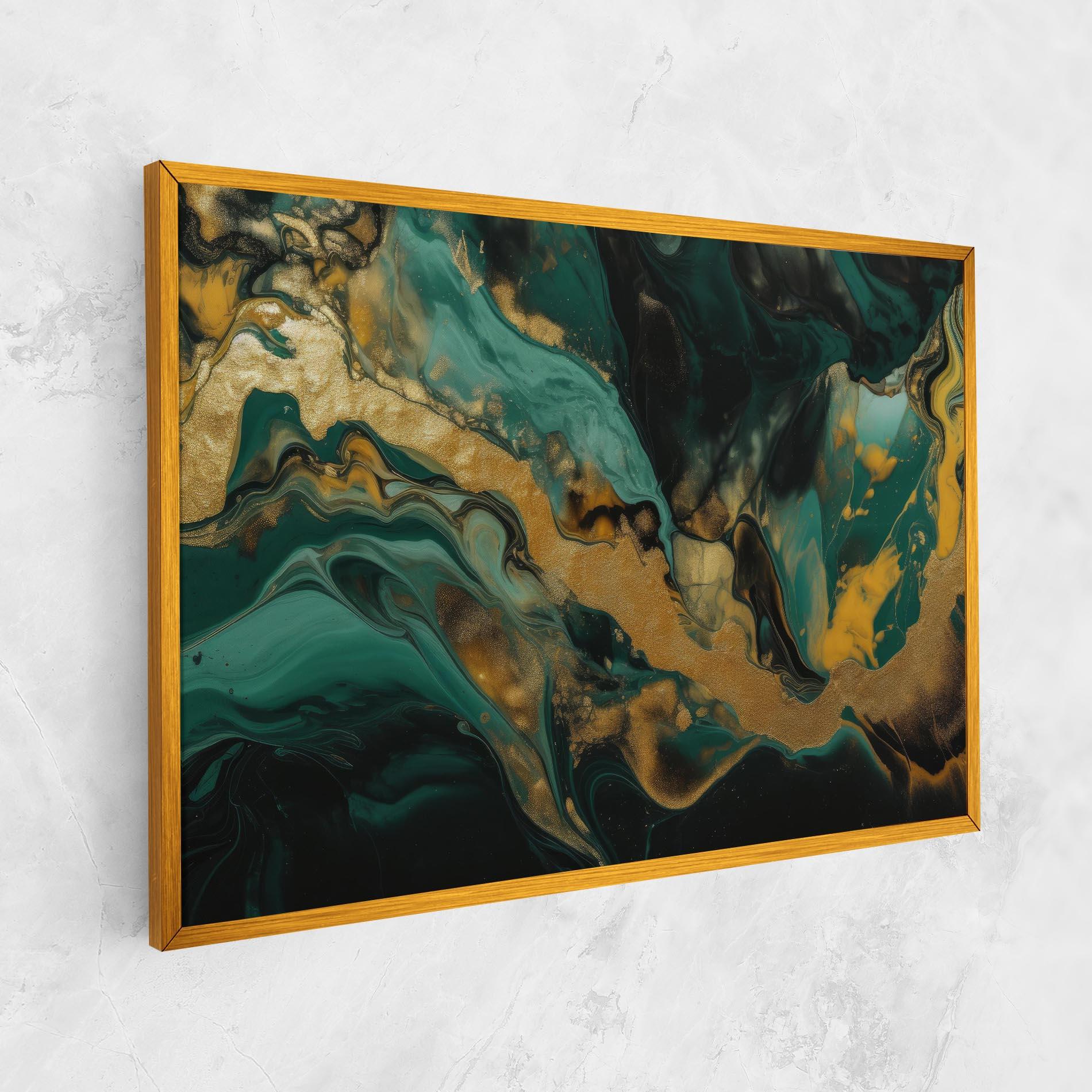 Tablou Canvas Dark Green With Gold mockup 1