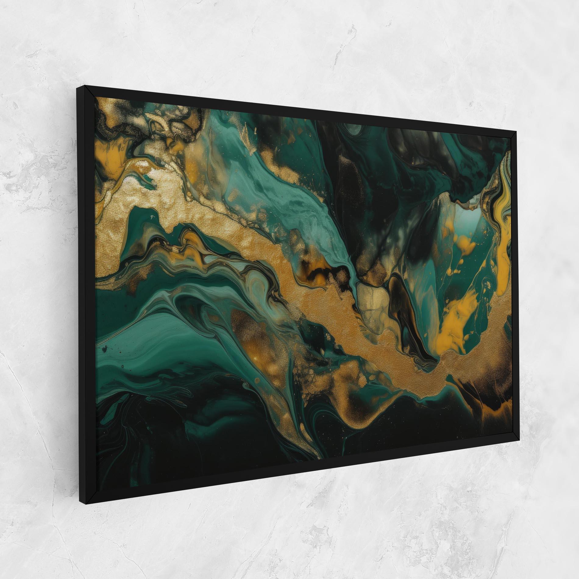 Tablou Canvas Dark Green With Gold mockup 1