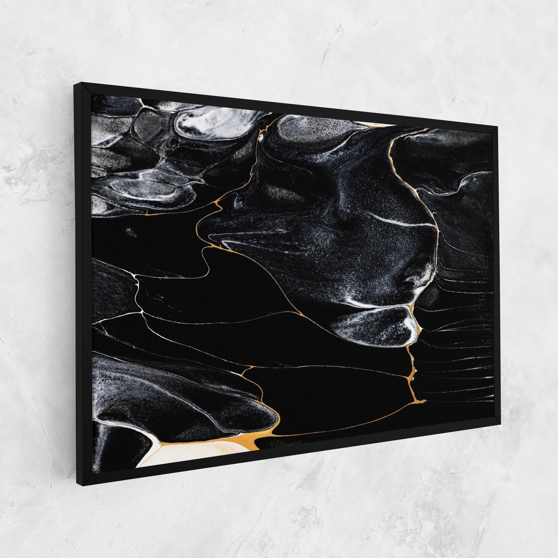 Tablou Canvas Gold Lines On Black mockup 1