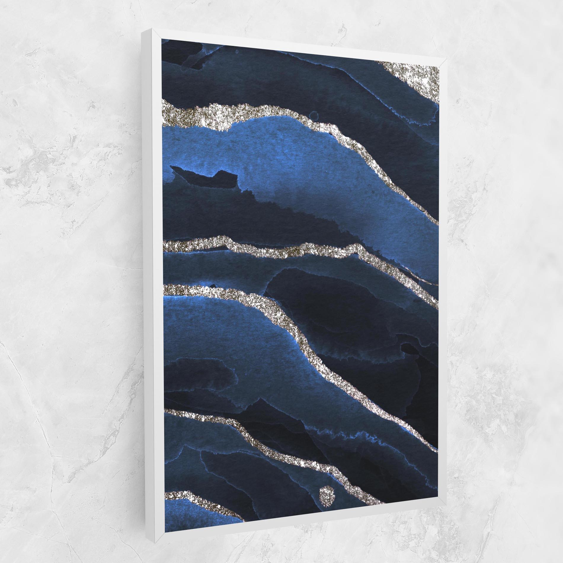 Tablou Canvas Golden Lines With Blue mockup 1