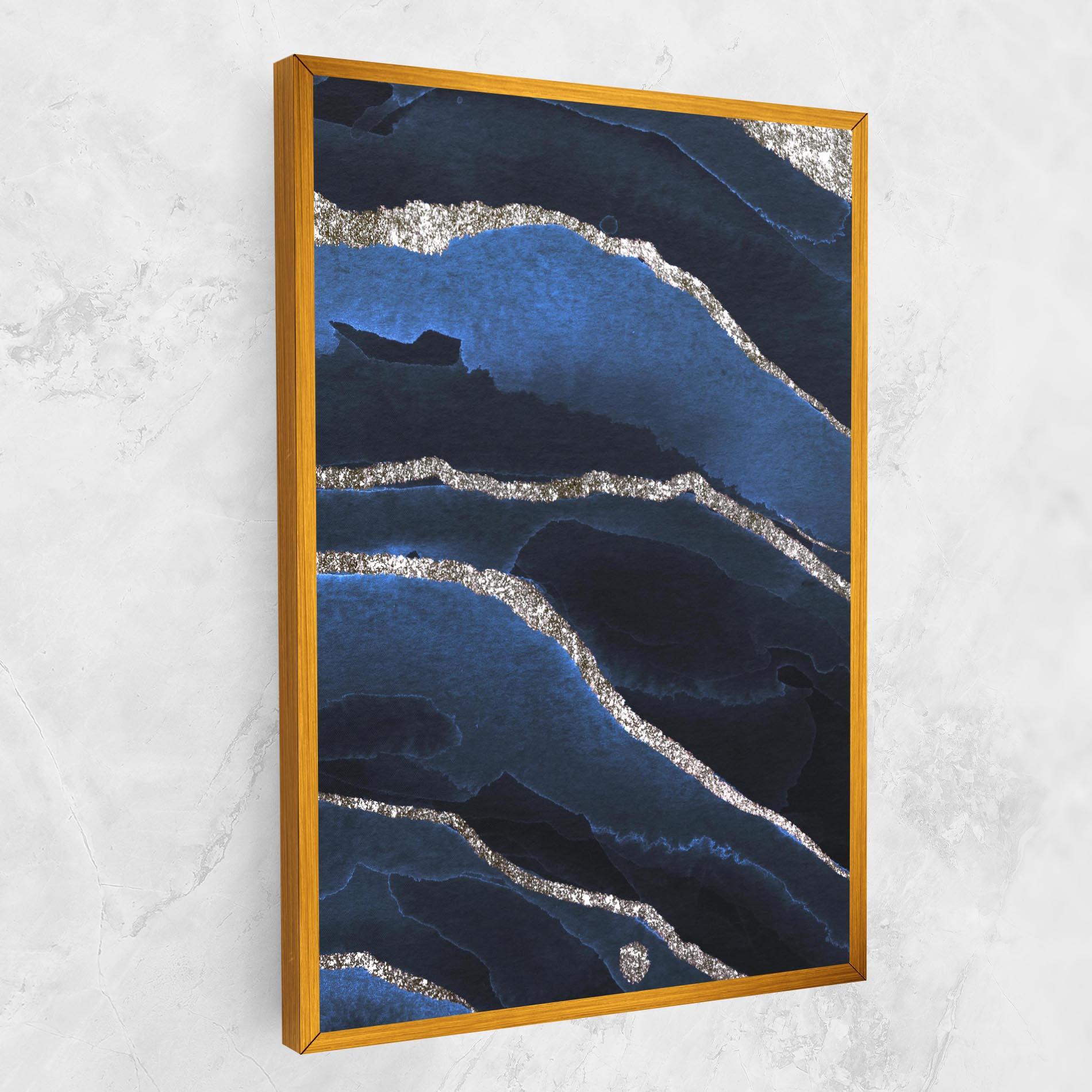 Tablou Canvas Golden Lines With Blue mockup 1