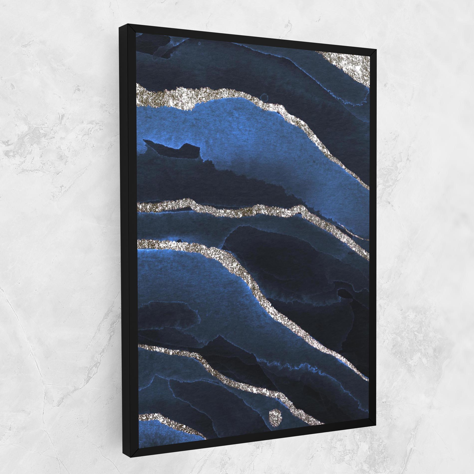 Tablou Canvas Golden Lines With Blue mockup 1