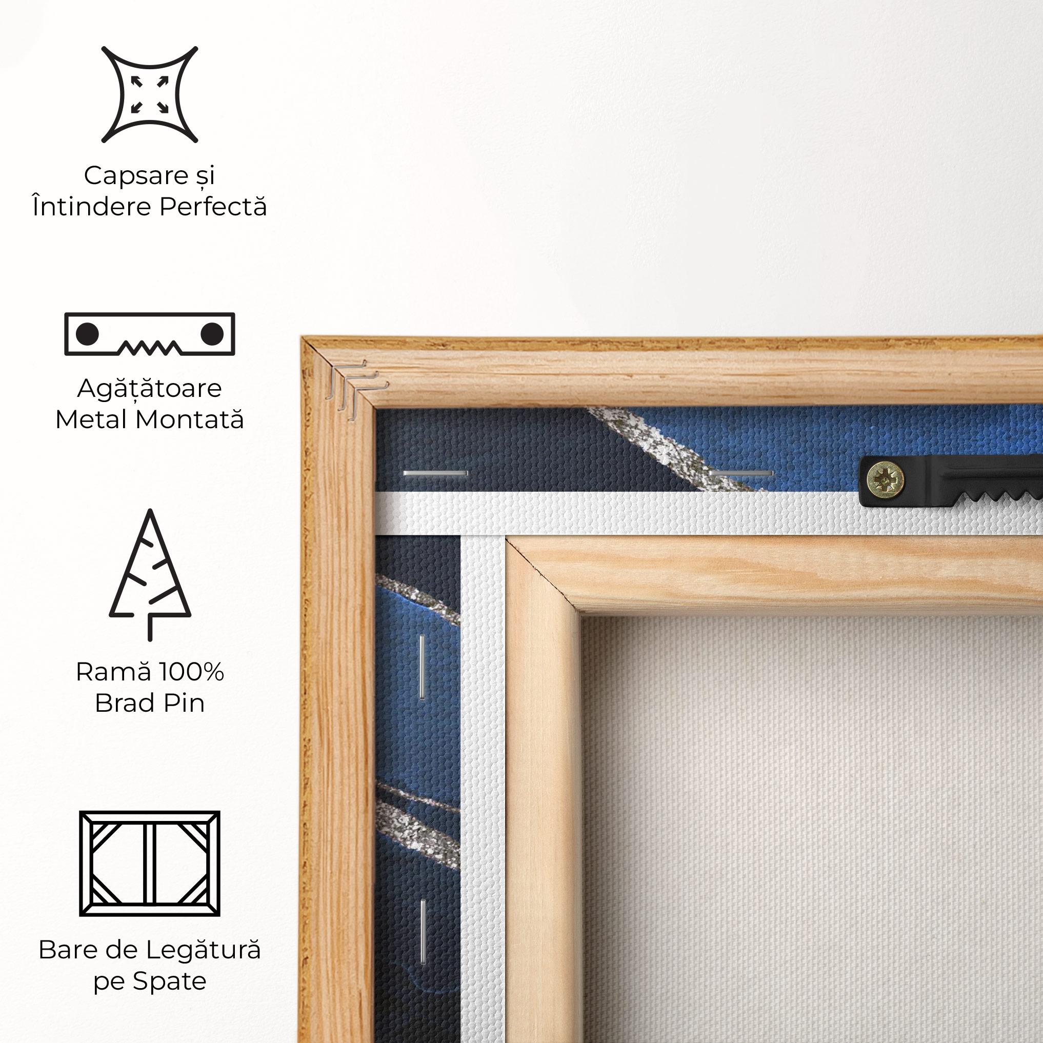 Tablou Canvas Golden Lines With Blue mockup 5