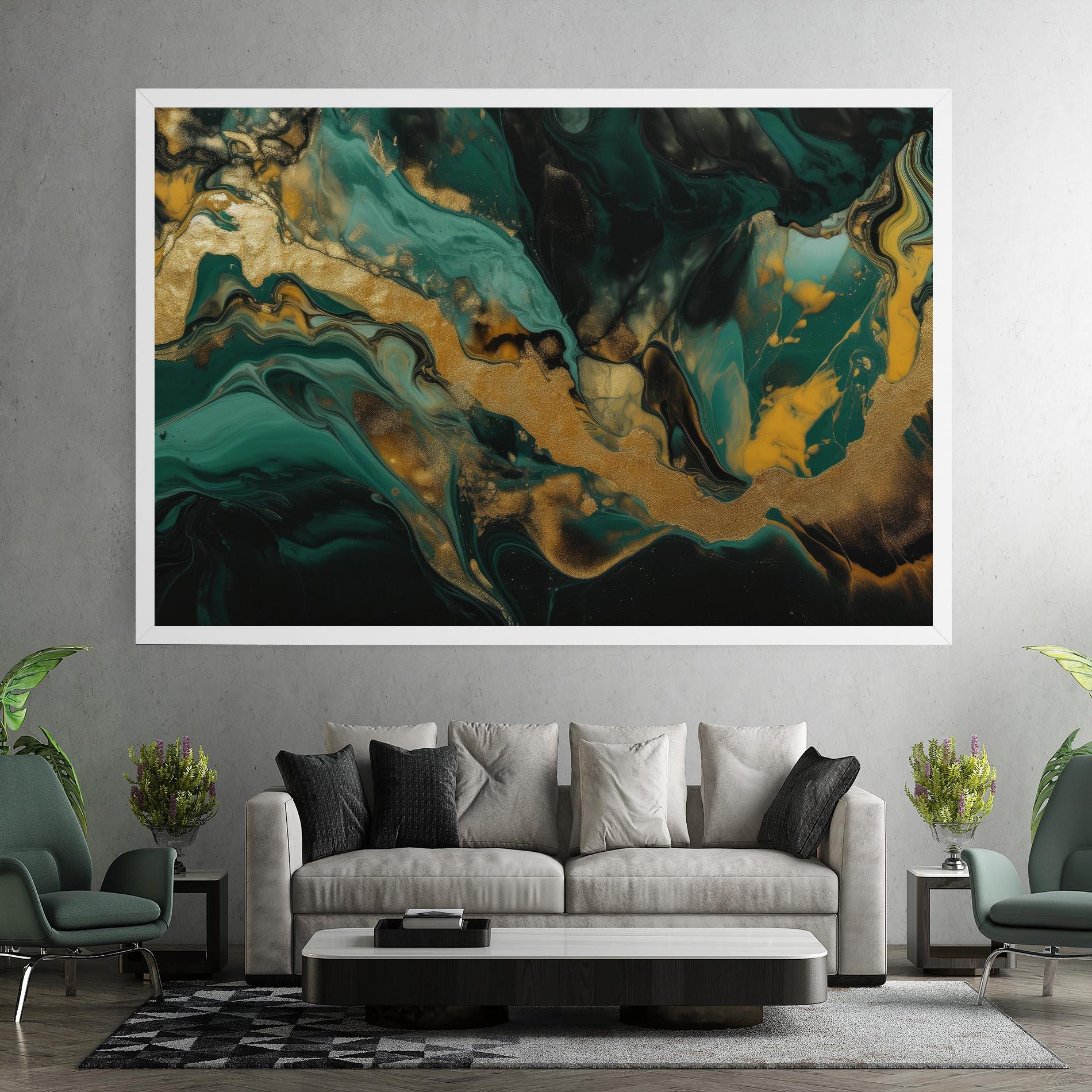 Tablou Canvas Dark Green With Gold mockup 7