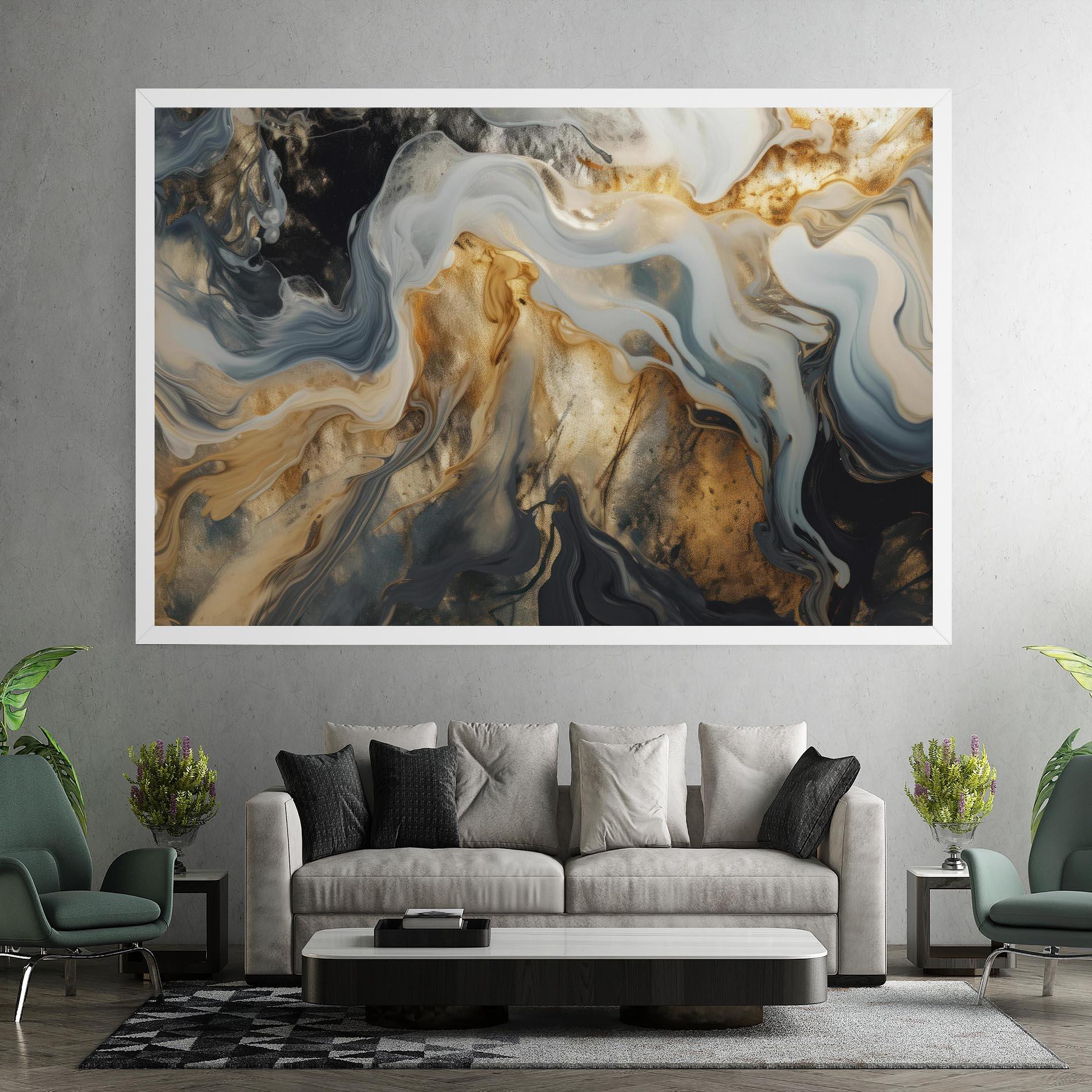 Tablou Canvas Grey Gold Liquid Marble mockup 7