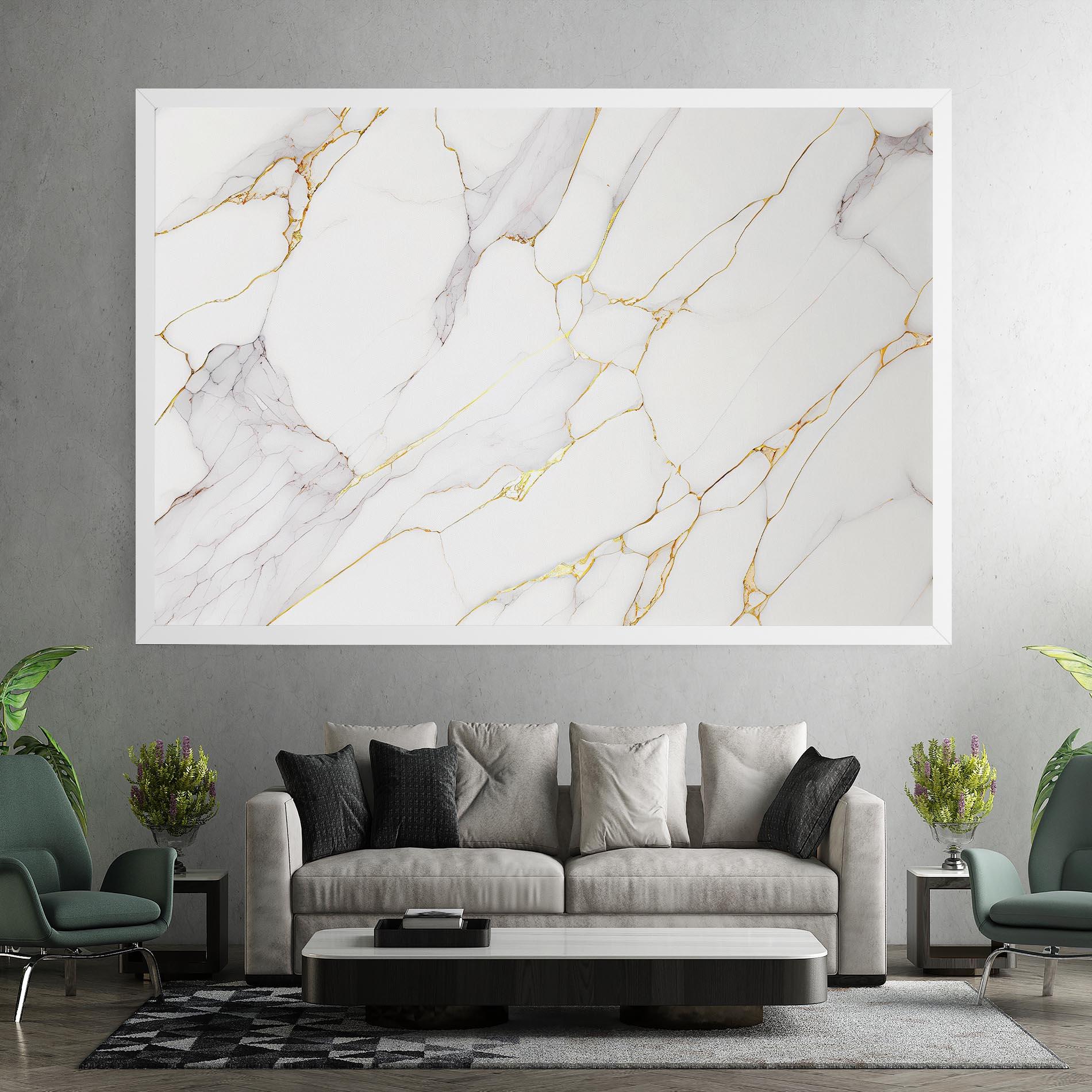 Tablou Canvas White Grey Golden Lines mockup 7