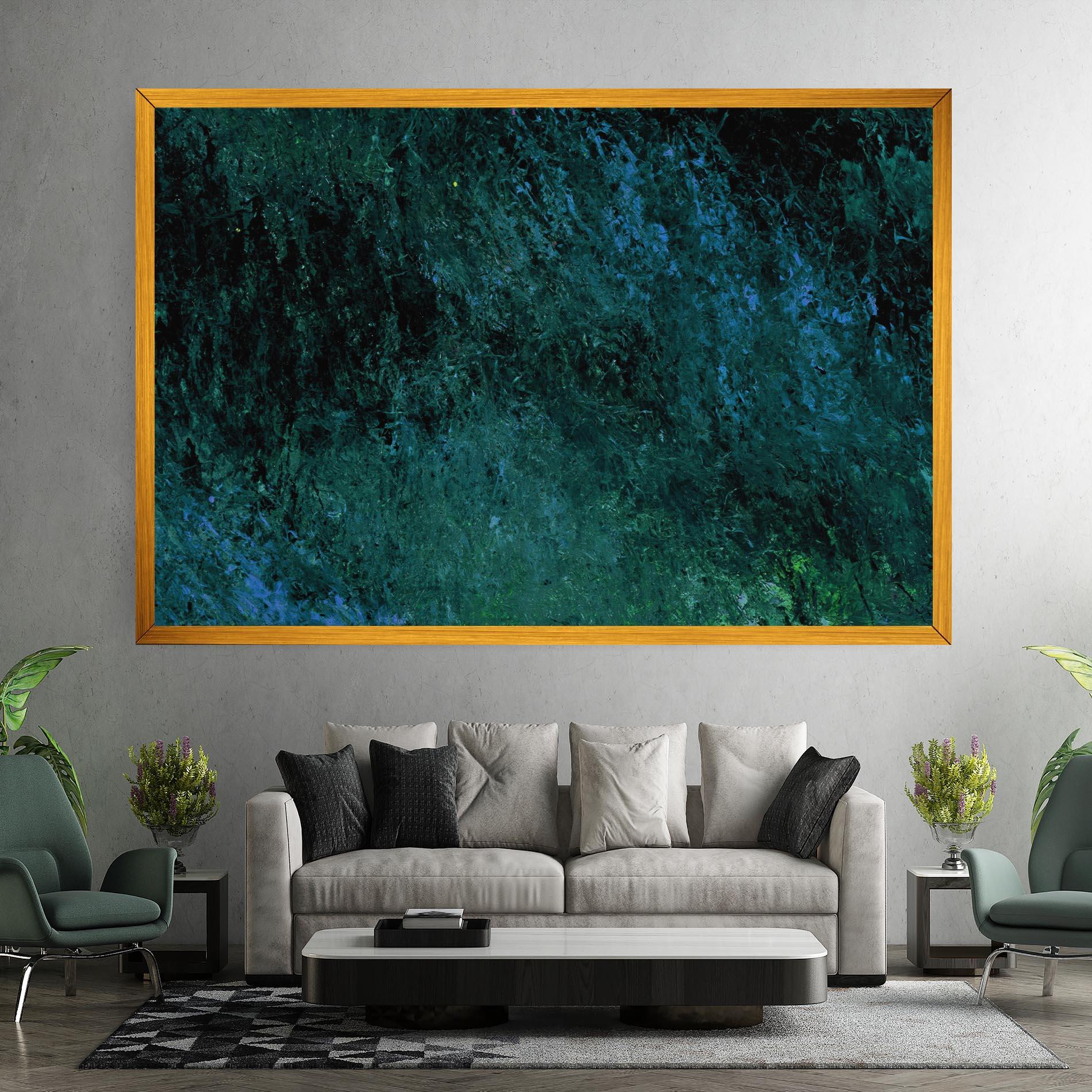 Tablou Canvas Dark Green Blue Painting mockup 7