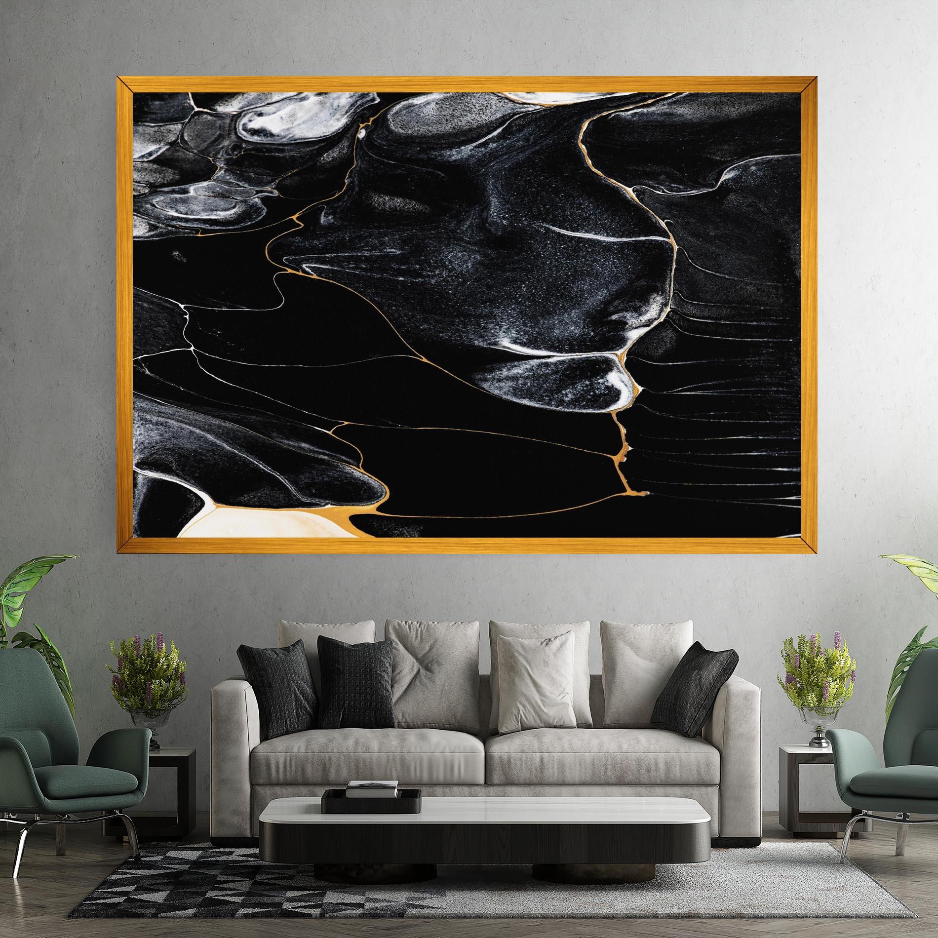 Tablou Canvas Gold Lines On Black mockup 7
