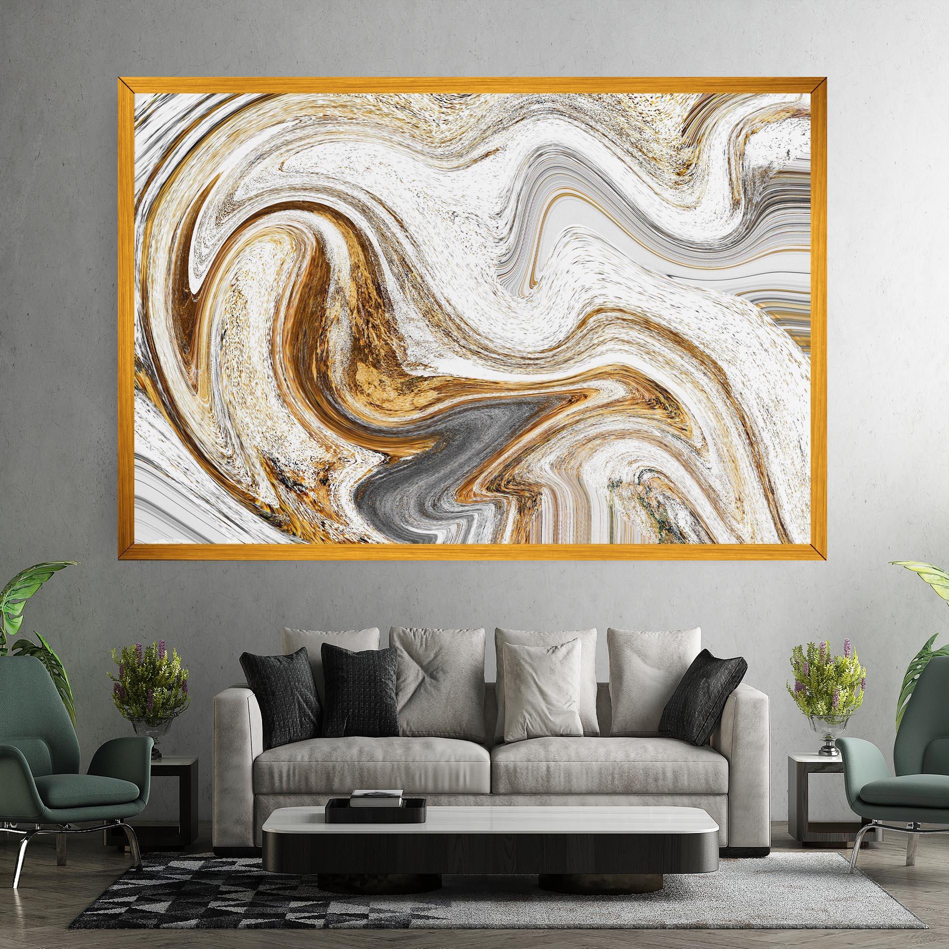 Tablou Canvas Gold White Liquid mockup 7