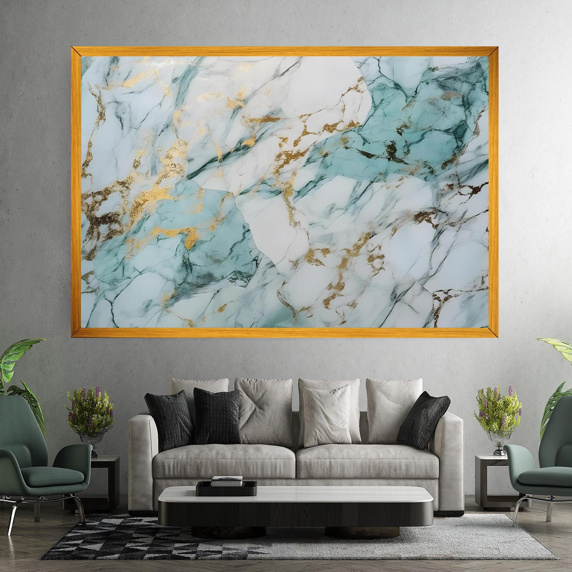 Tablou Canvas Light Green Gold Line mockup 7