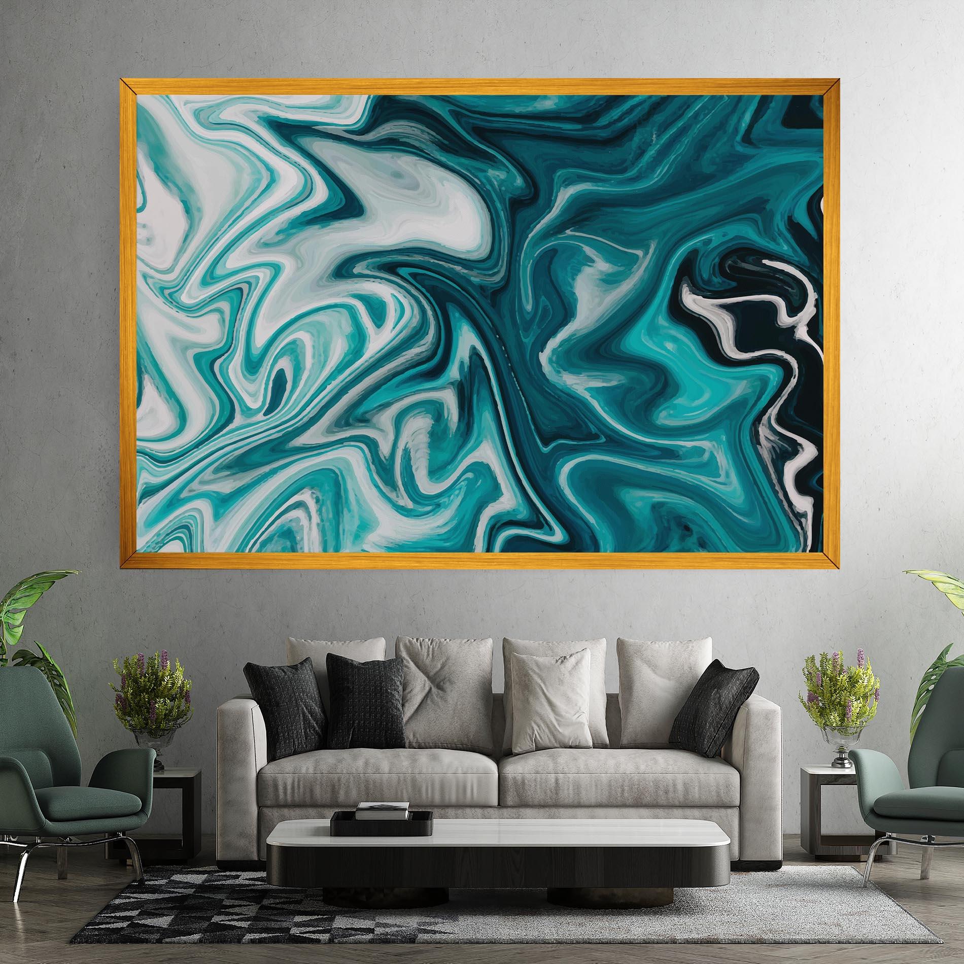 Tablou Canvas White Blue Liquid Marble mockup 7