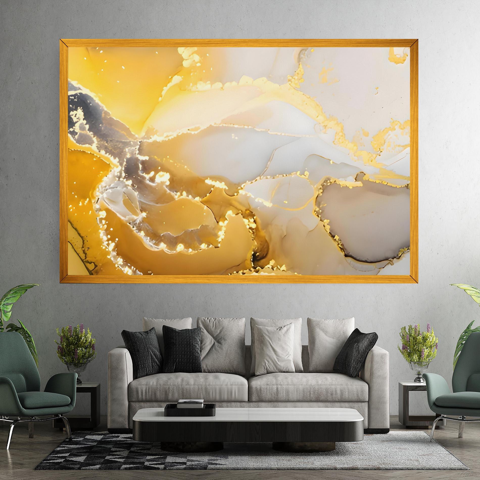 Tablou Canvas Yellow Grey Marble mockup 7