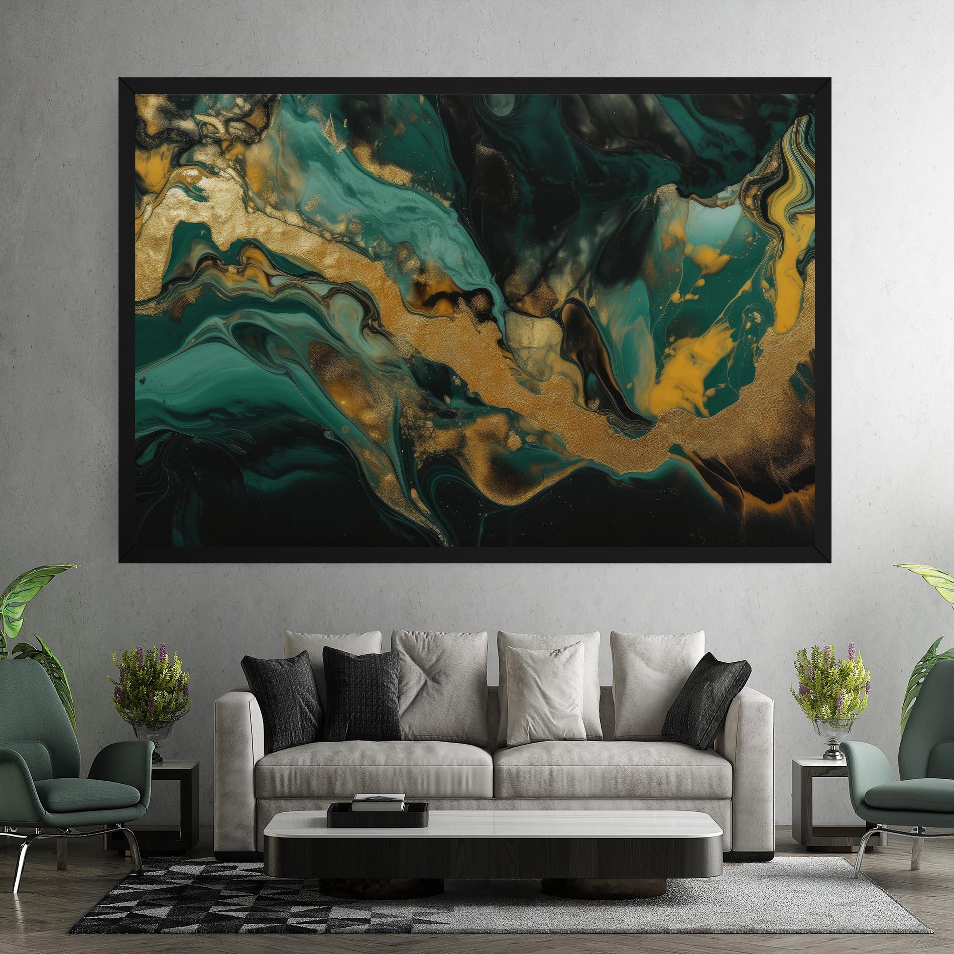 Tablou Canvas Dark Green With Gold mockup 7