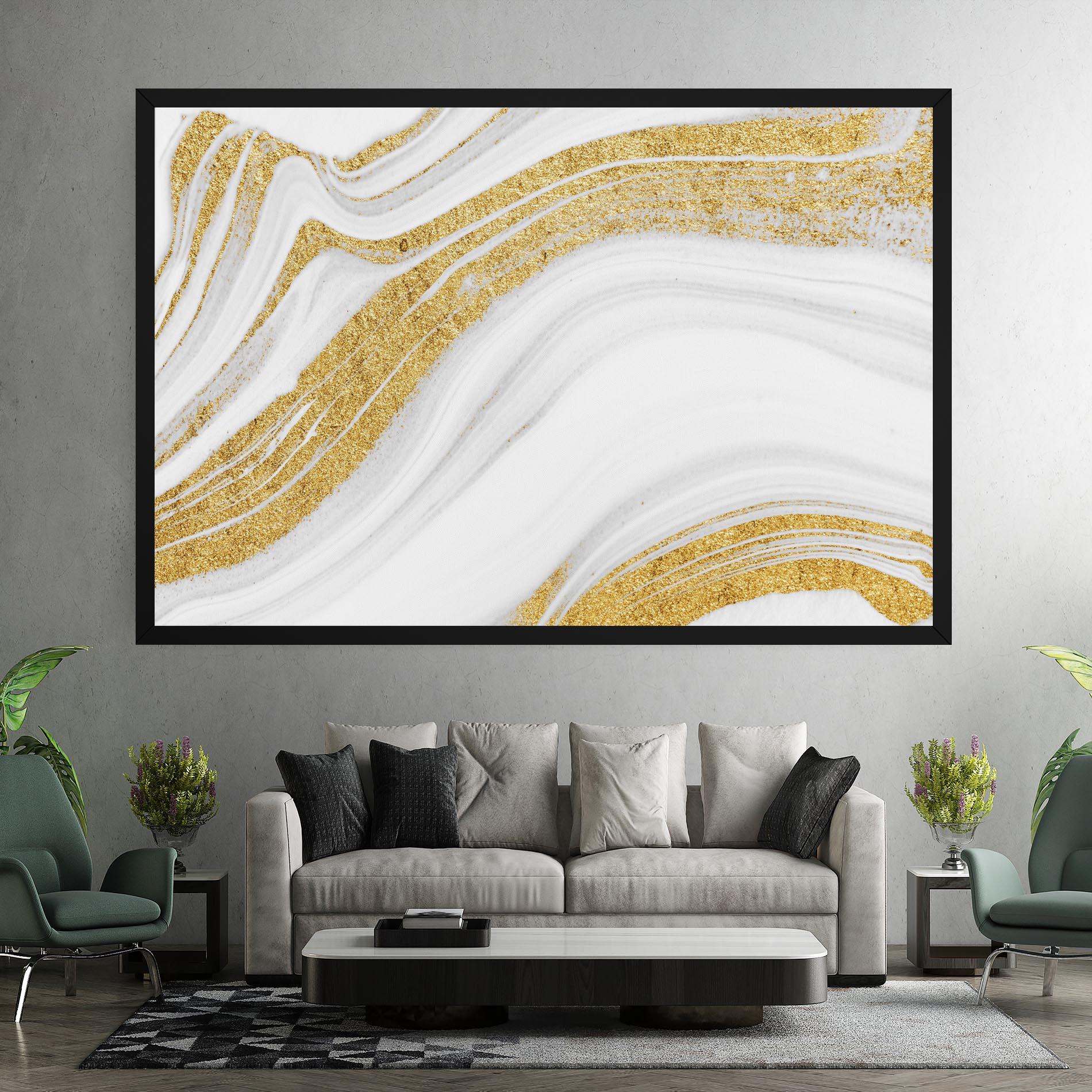 Tablou Canvas Gold Glitter Liquid mockup 7