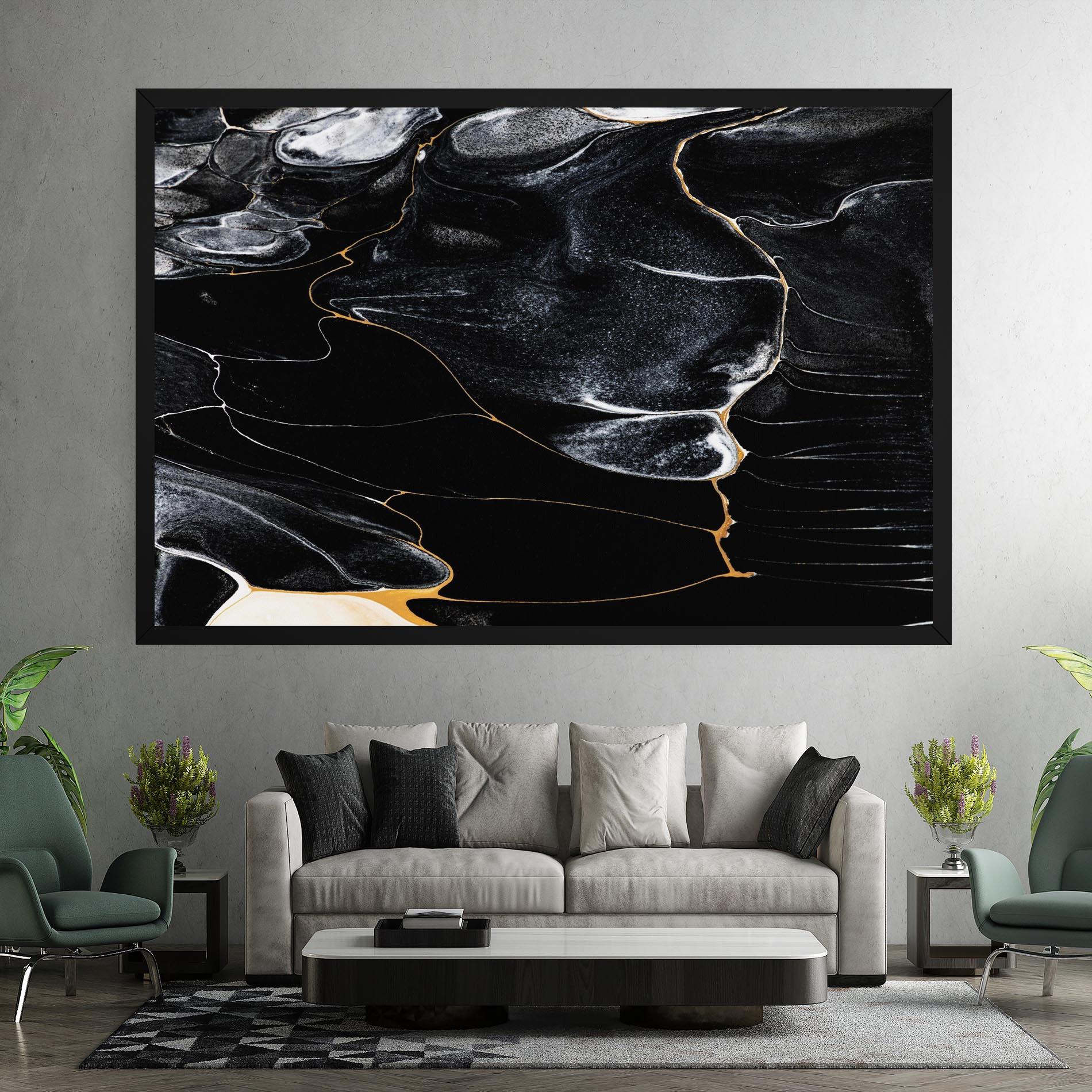 Tablou Canvas Gold Lines On Black mockup 7