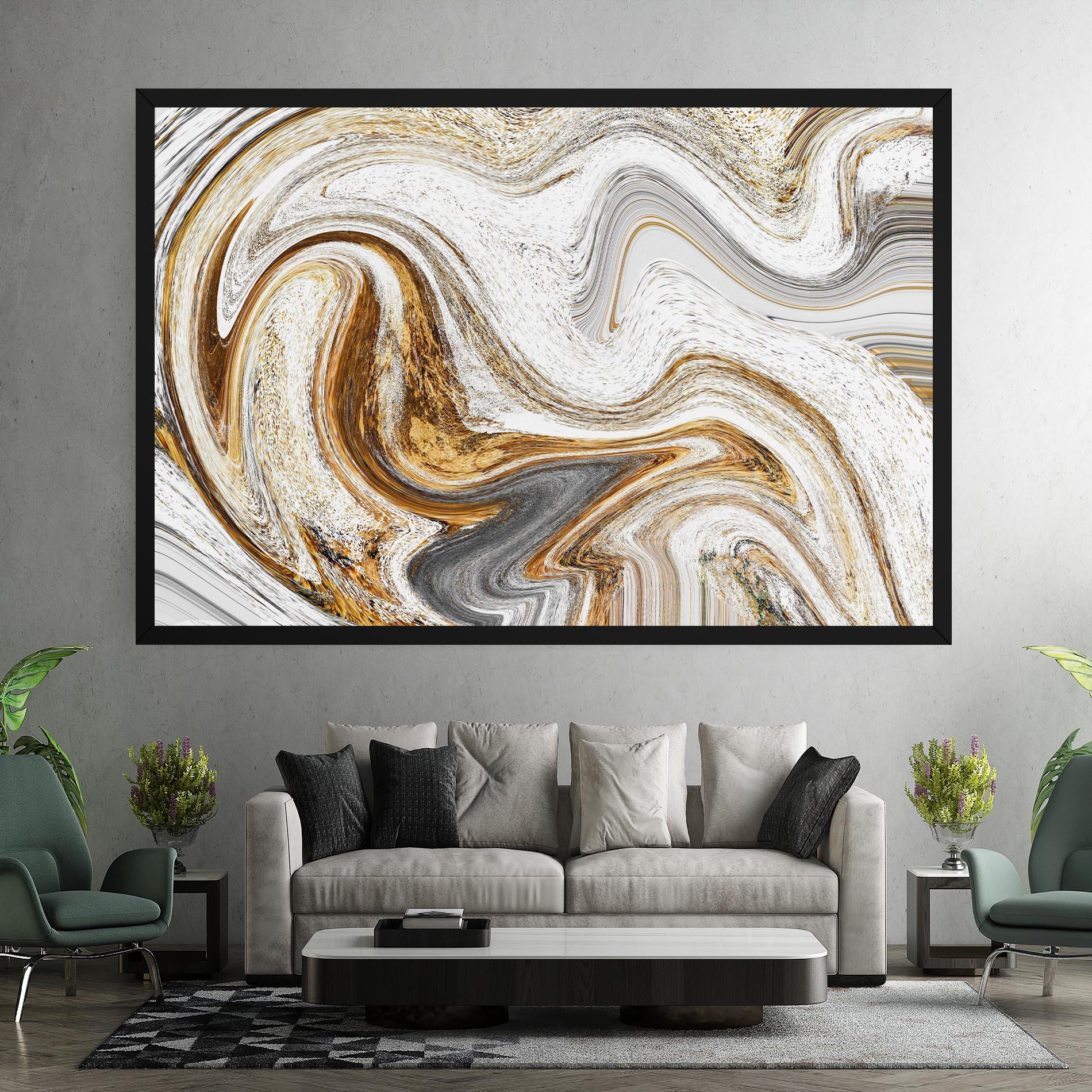 Tablou Canvas Gold White Liquid mockup 7