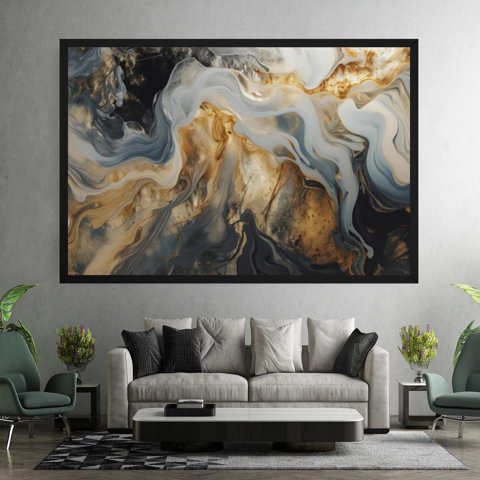 Tablou Canvas Grey Gold Liquid Marble mockup 7