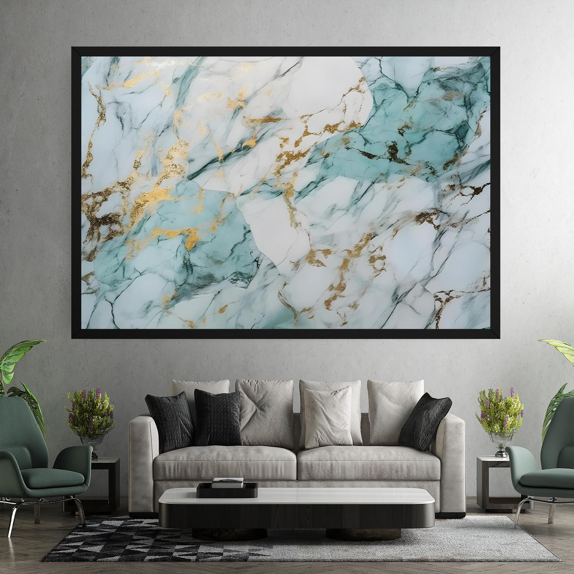 Tablou Canvas Light Green Gold Line mockup 7