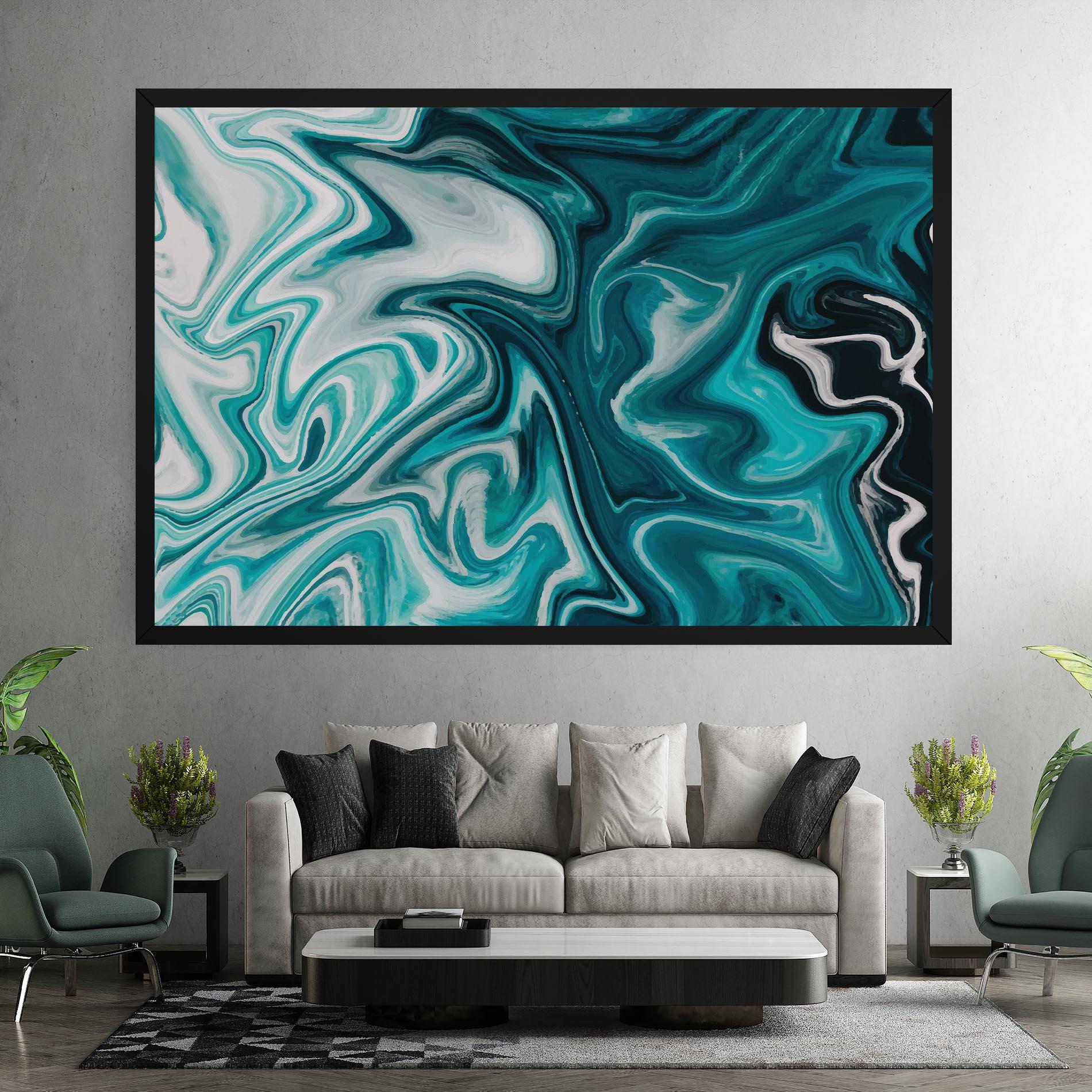 Tablou Canvas White Blue Liquid Marble mockup 7