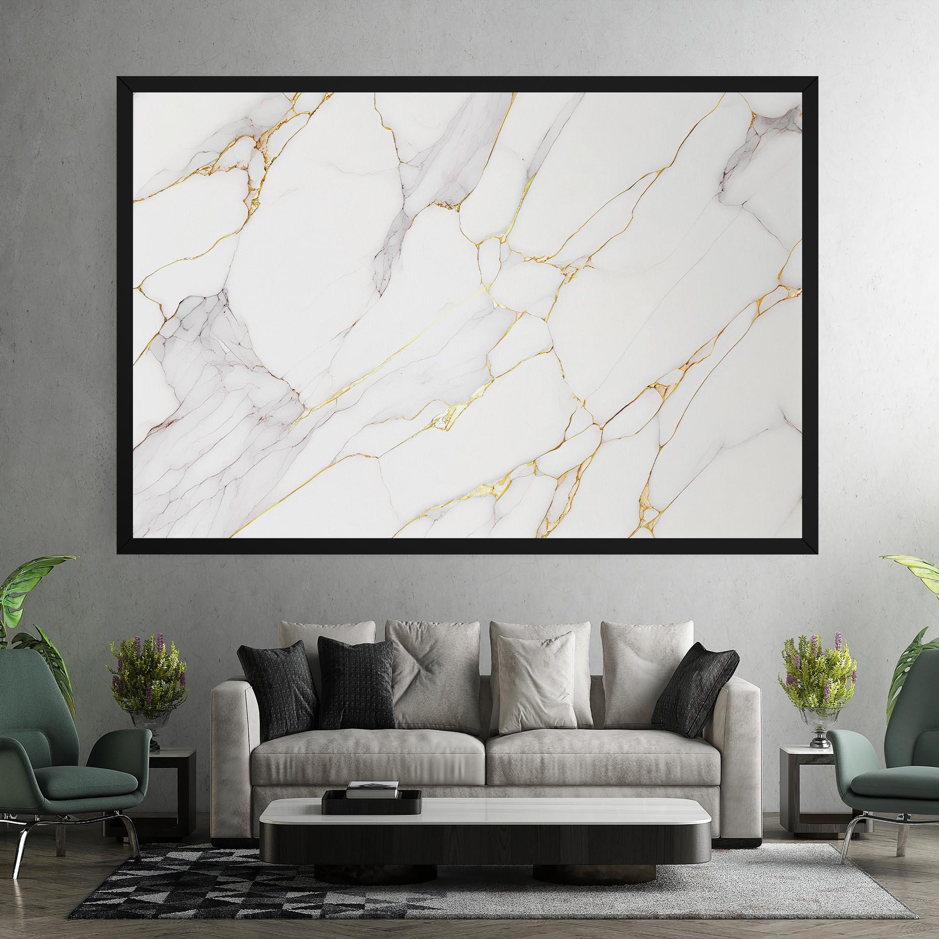 Tablou Canvas White Grey Golden Lines mockup 7