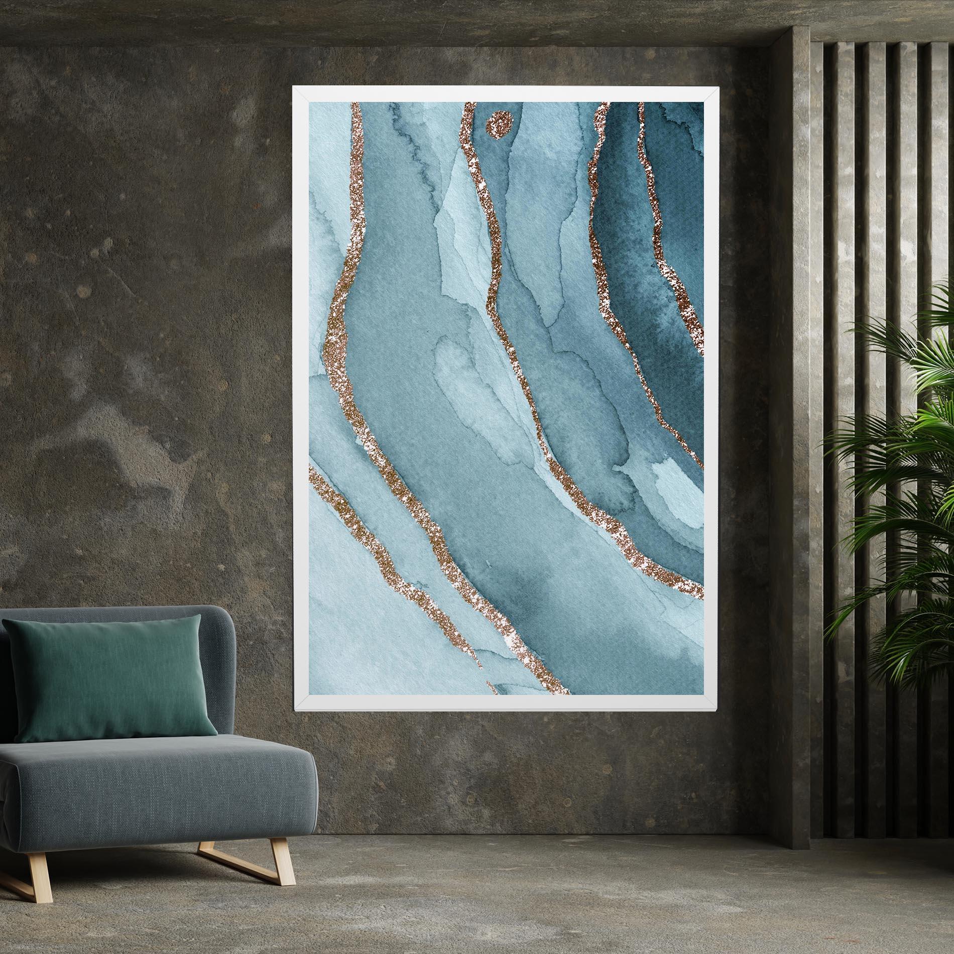 Tablou Canvas Blue Golden Glitter mockup 7