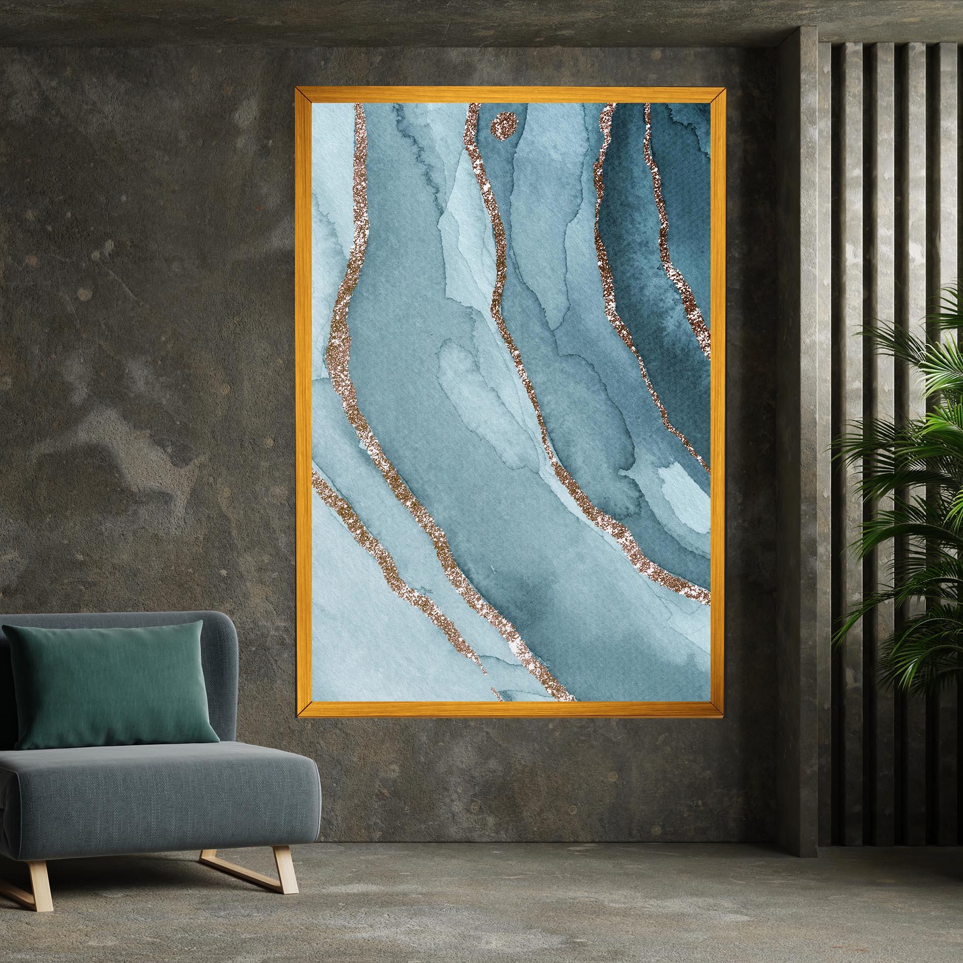 Tablou Canvas Blue Golden Glitter mockup 7