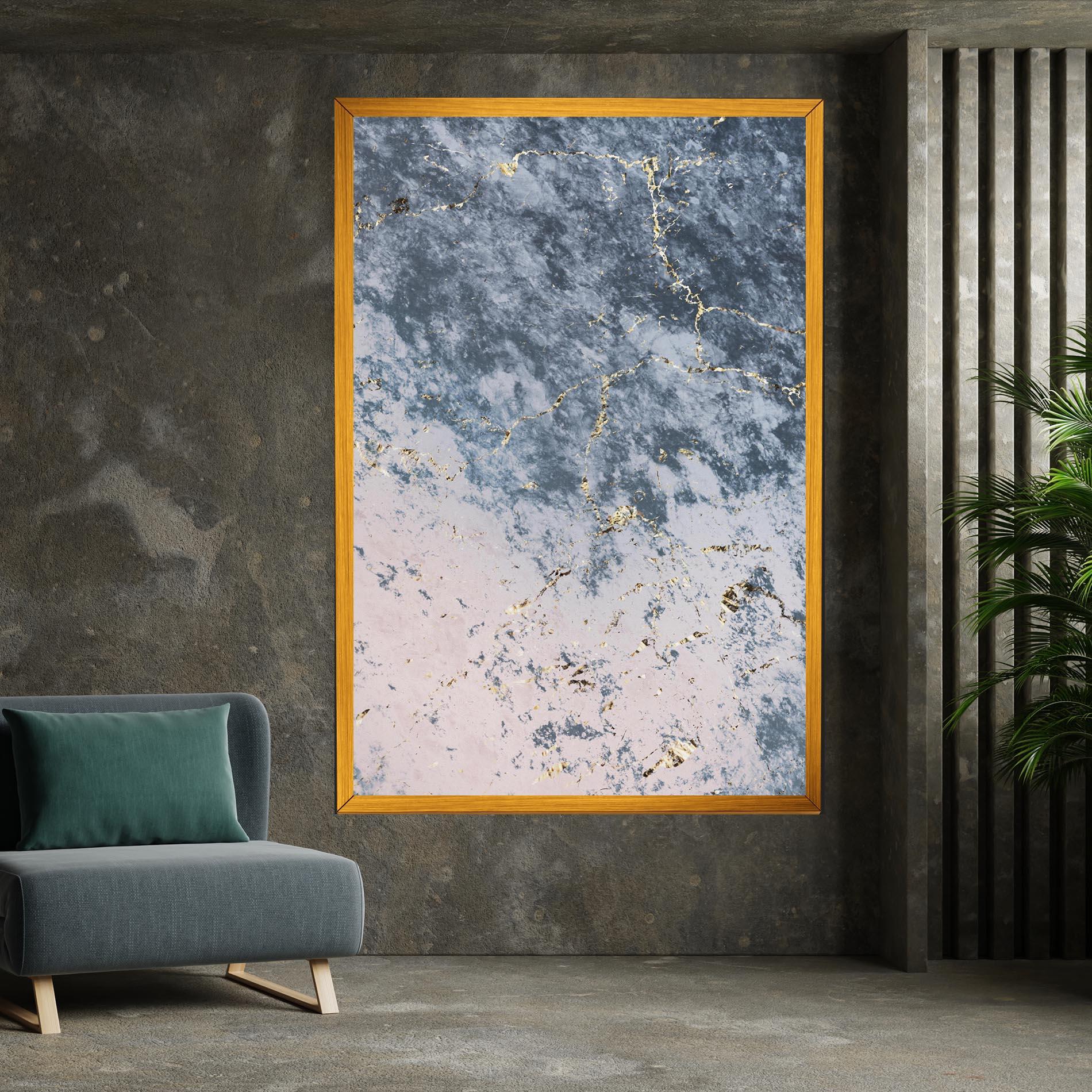 Tablou Canvas Blue Golden Lines mockup 7