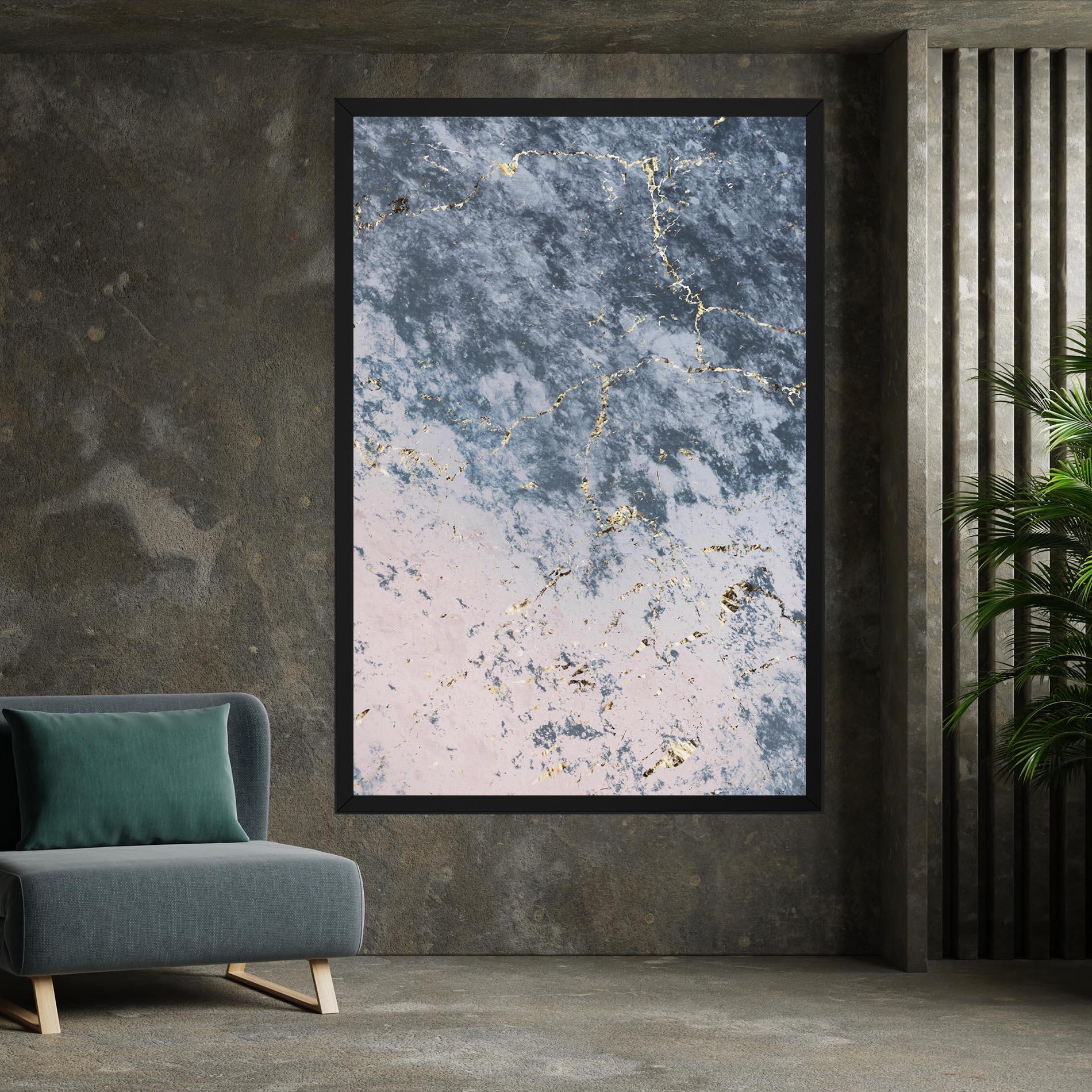 Tablou Canvas Blue Golden Lines mockup 7