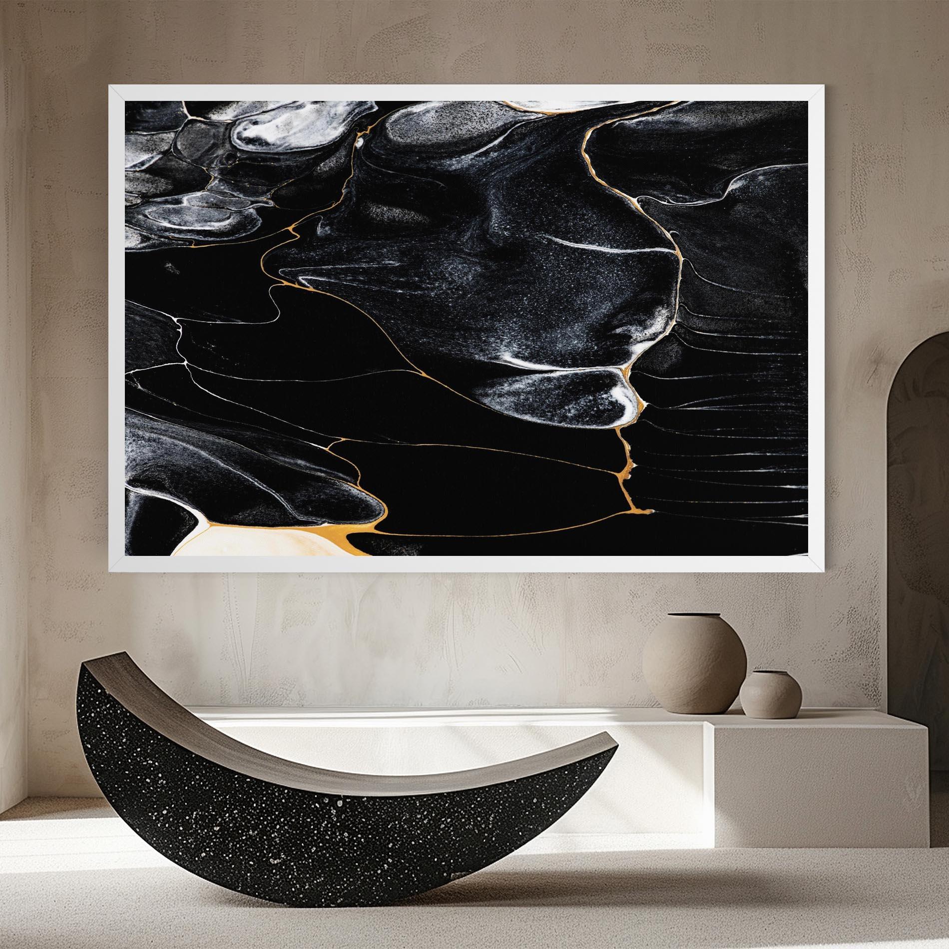 Tablou Canvas Gold Lines On Black mockup 8