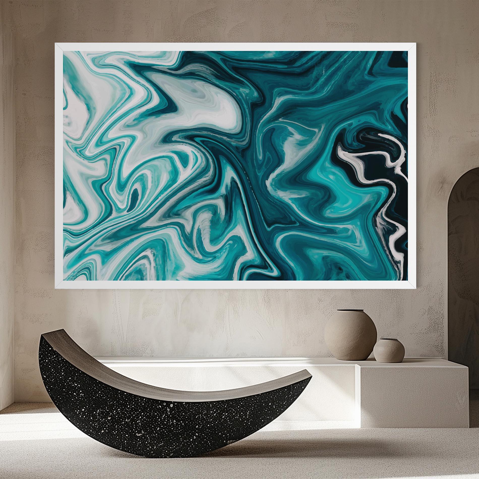 Tablou Canvas White Blue Liquid Marble mockup 8