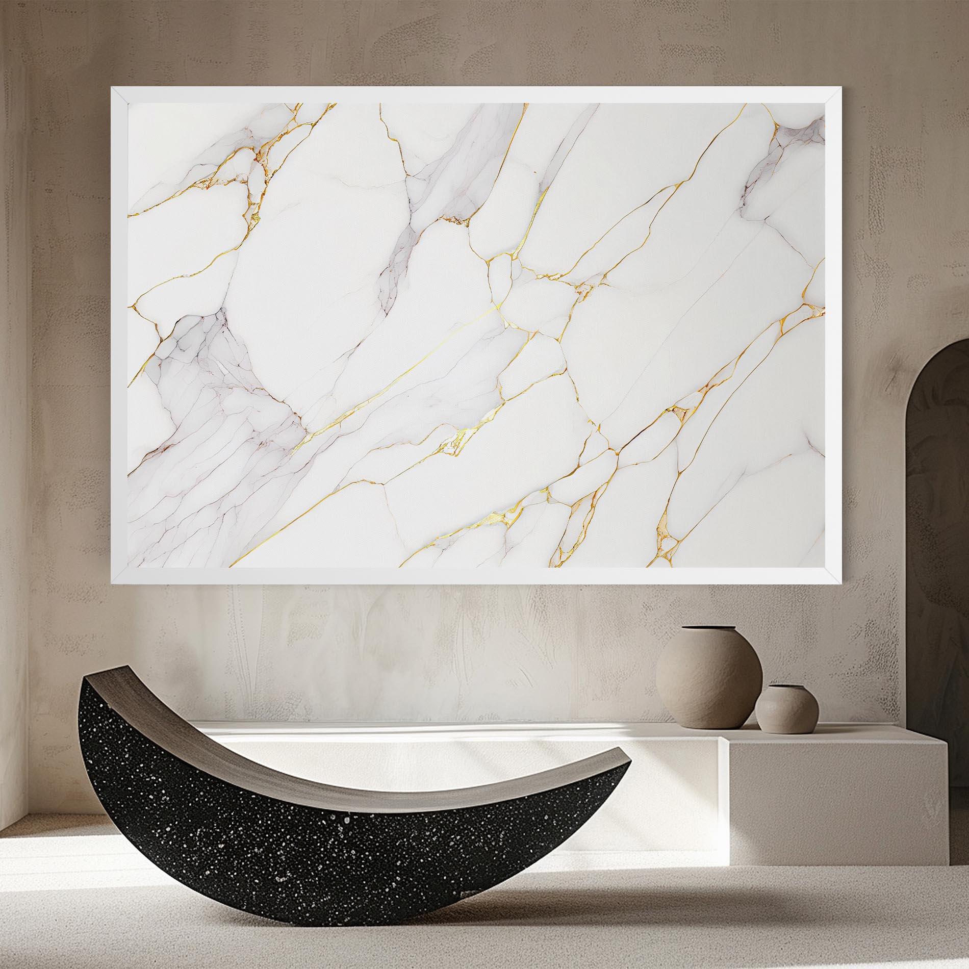 Tablou Canvas White Grey Golden Lines mockup 8