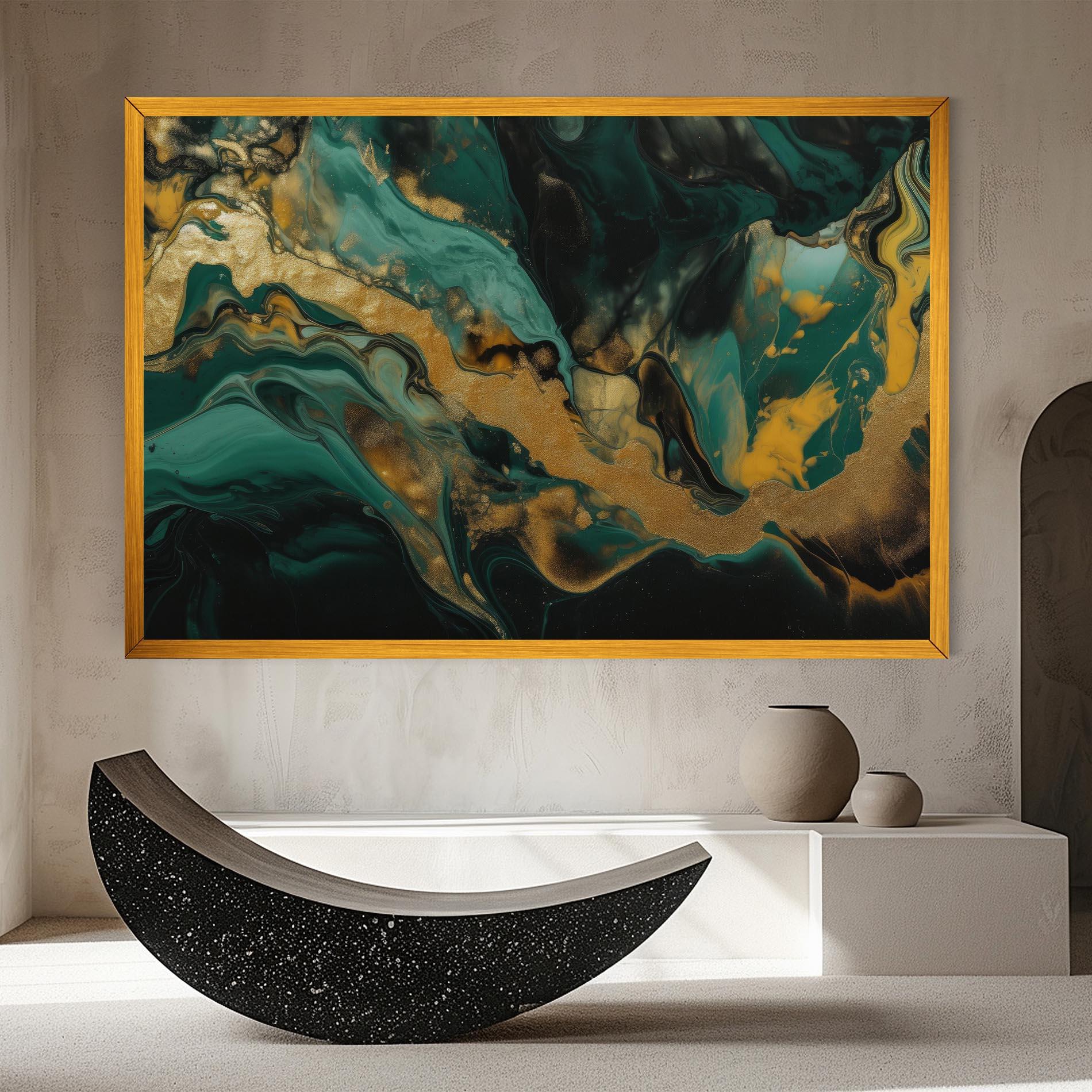 Tablou Canvas Dark Green With Gold mockup 8