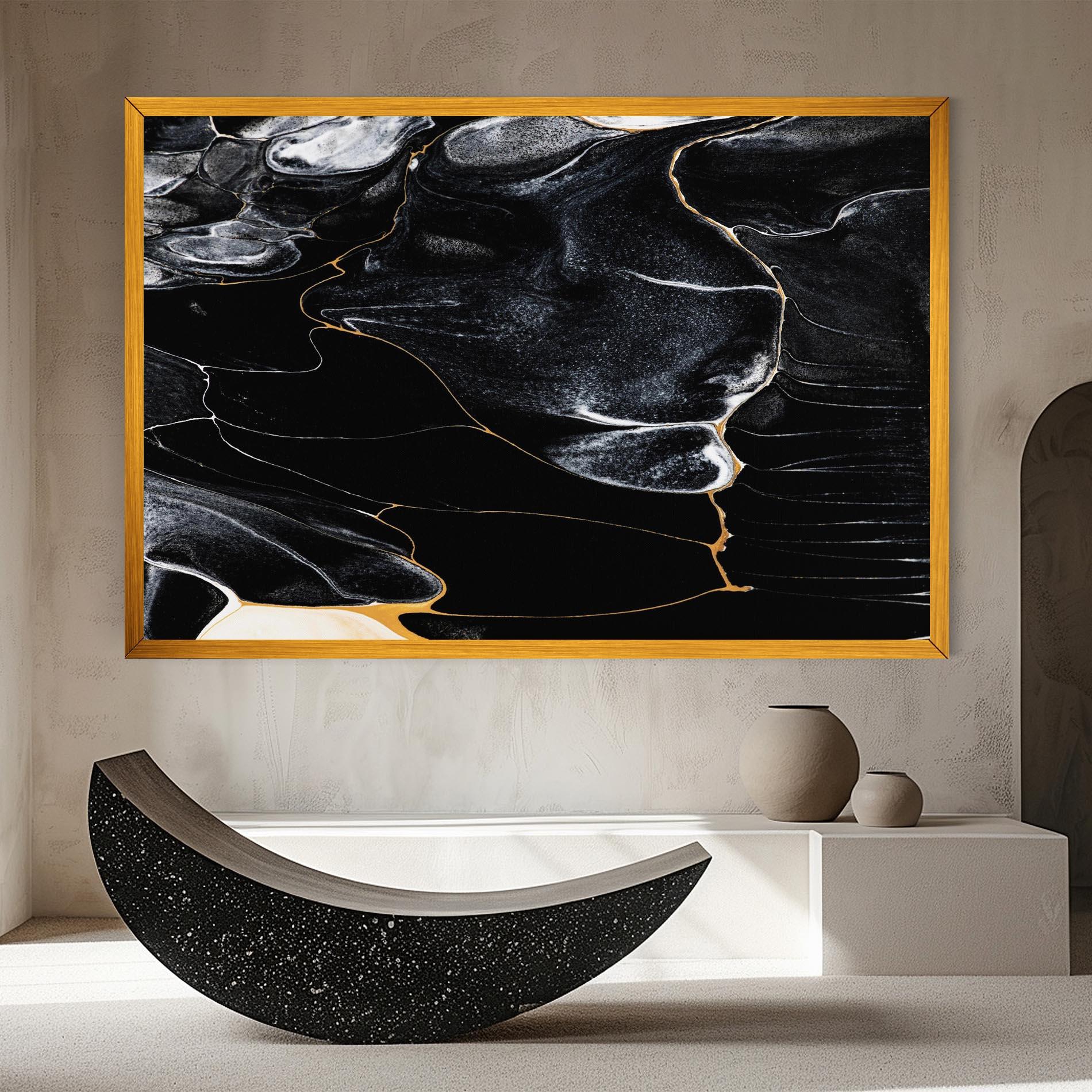 Tablou Canvas Gold Lines On Black mockup 8