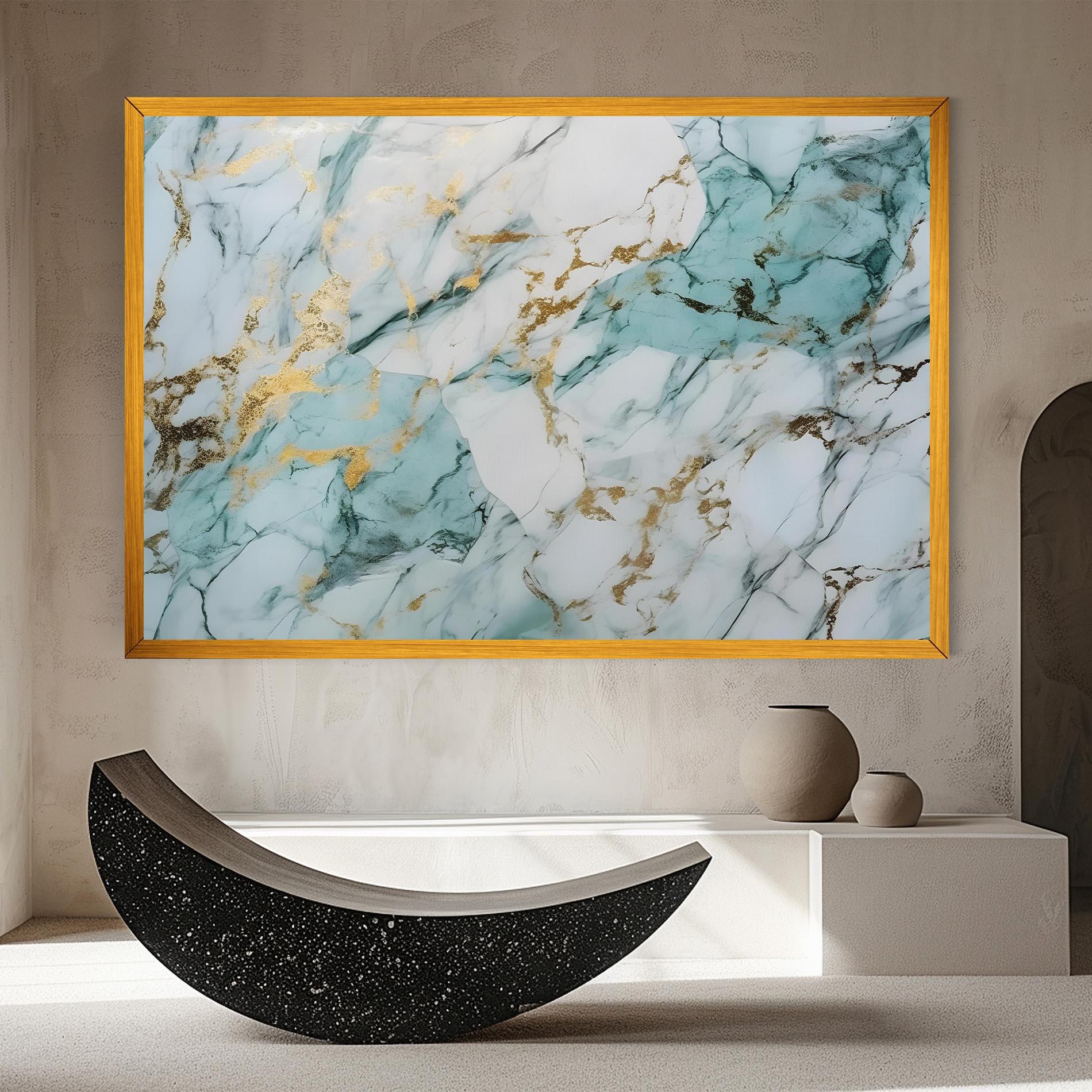 Tablou Canvas Light Green Gold Line mockup 8