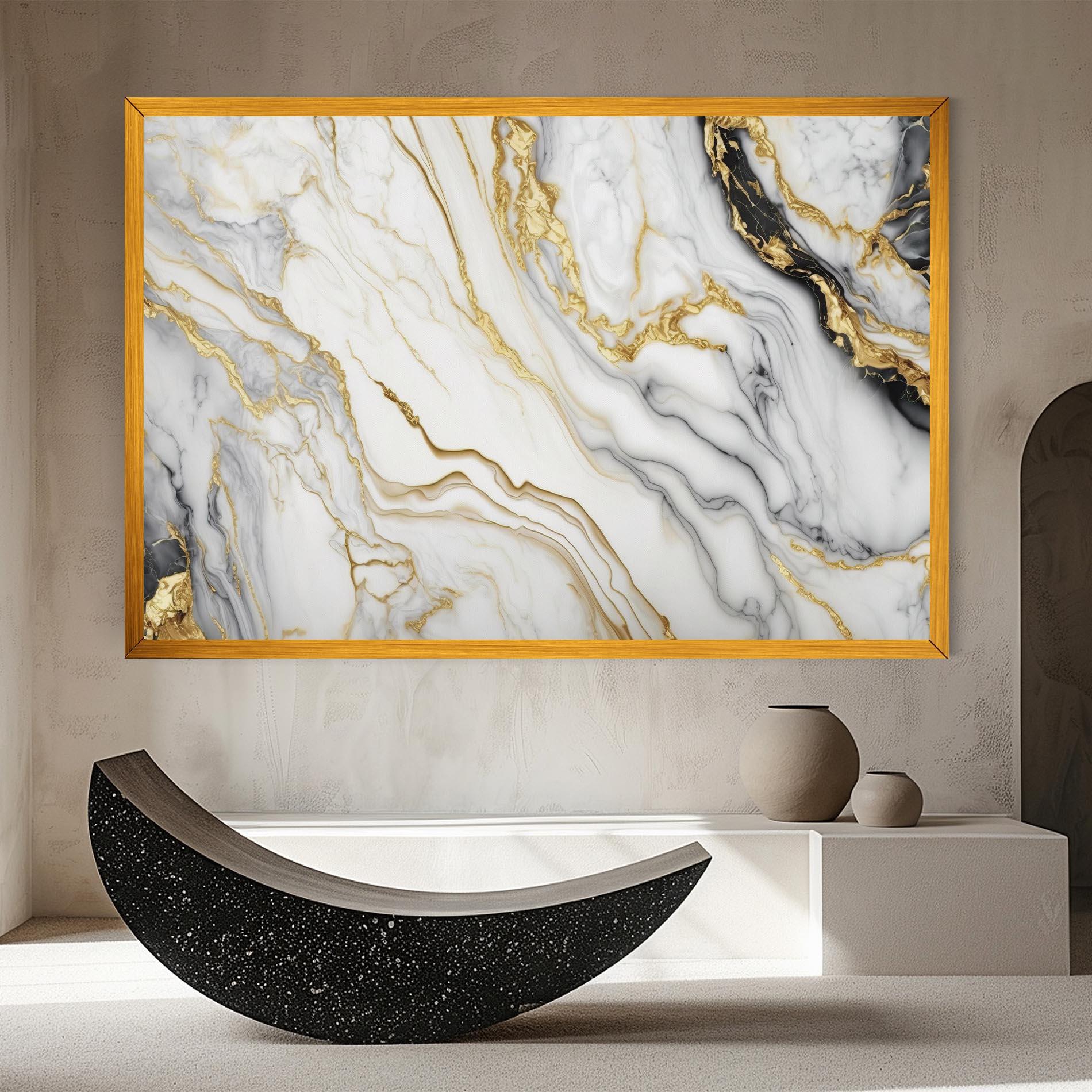 Tablou Canvas White Golden Marble mockup 8